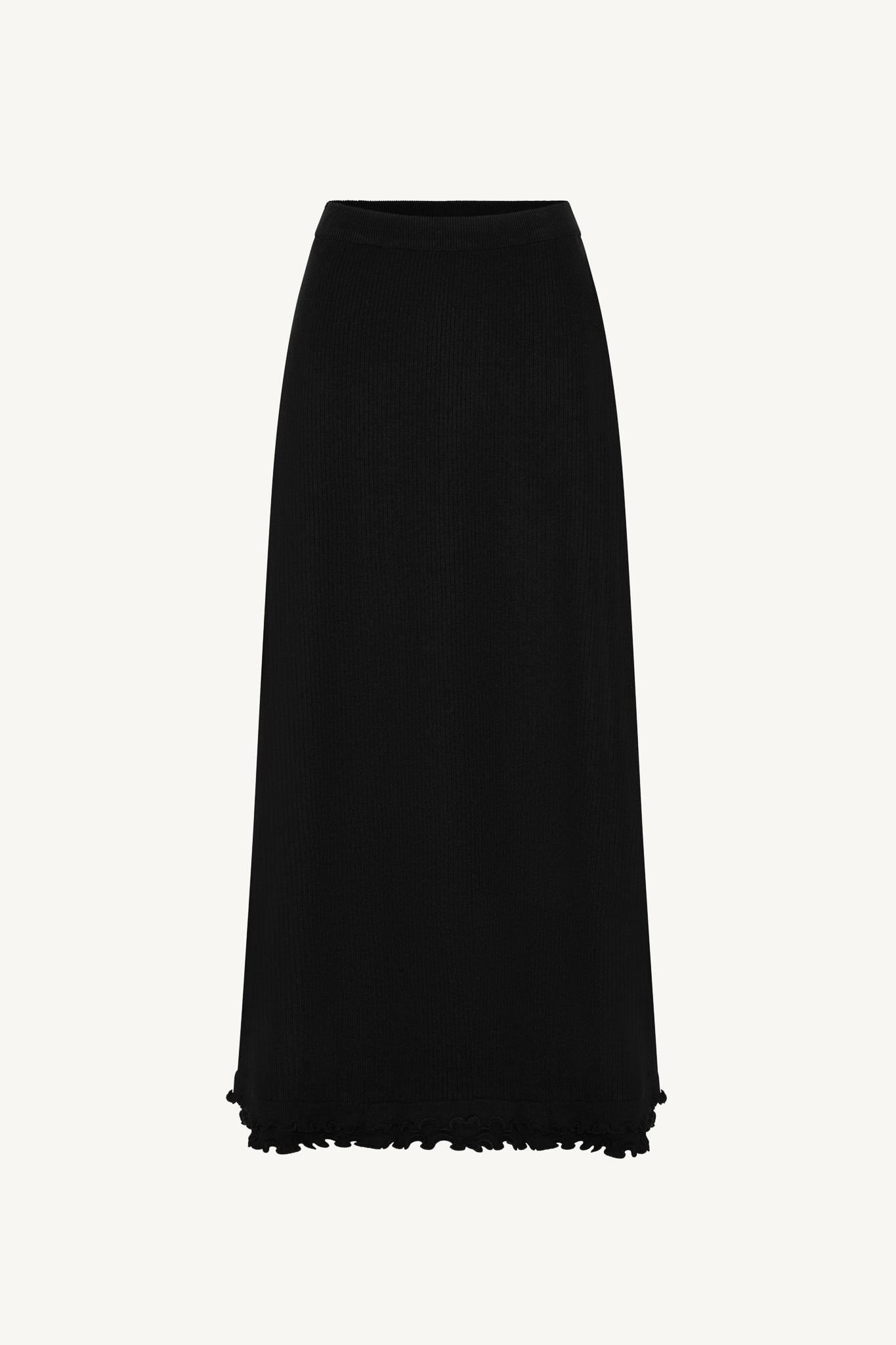 Ruffle Hem Knit Skirt - Black Abayas Veiled 