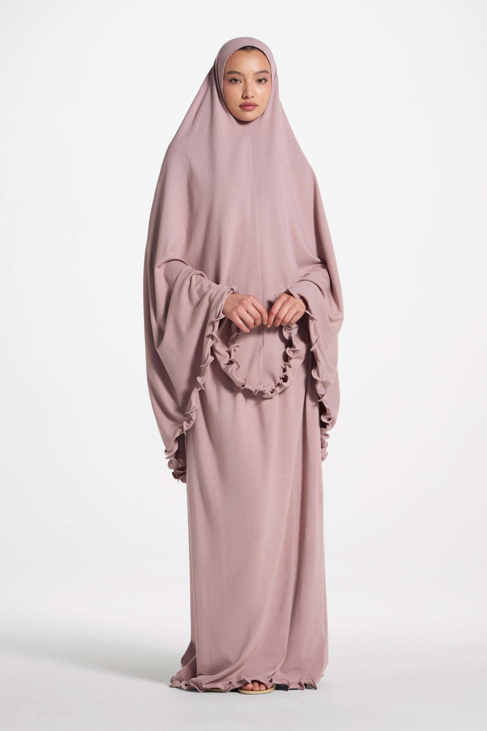 Ruffle Jersey Prayer Set - Desert Mauve Sets Veiled 