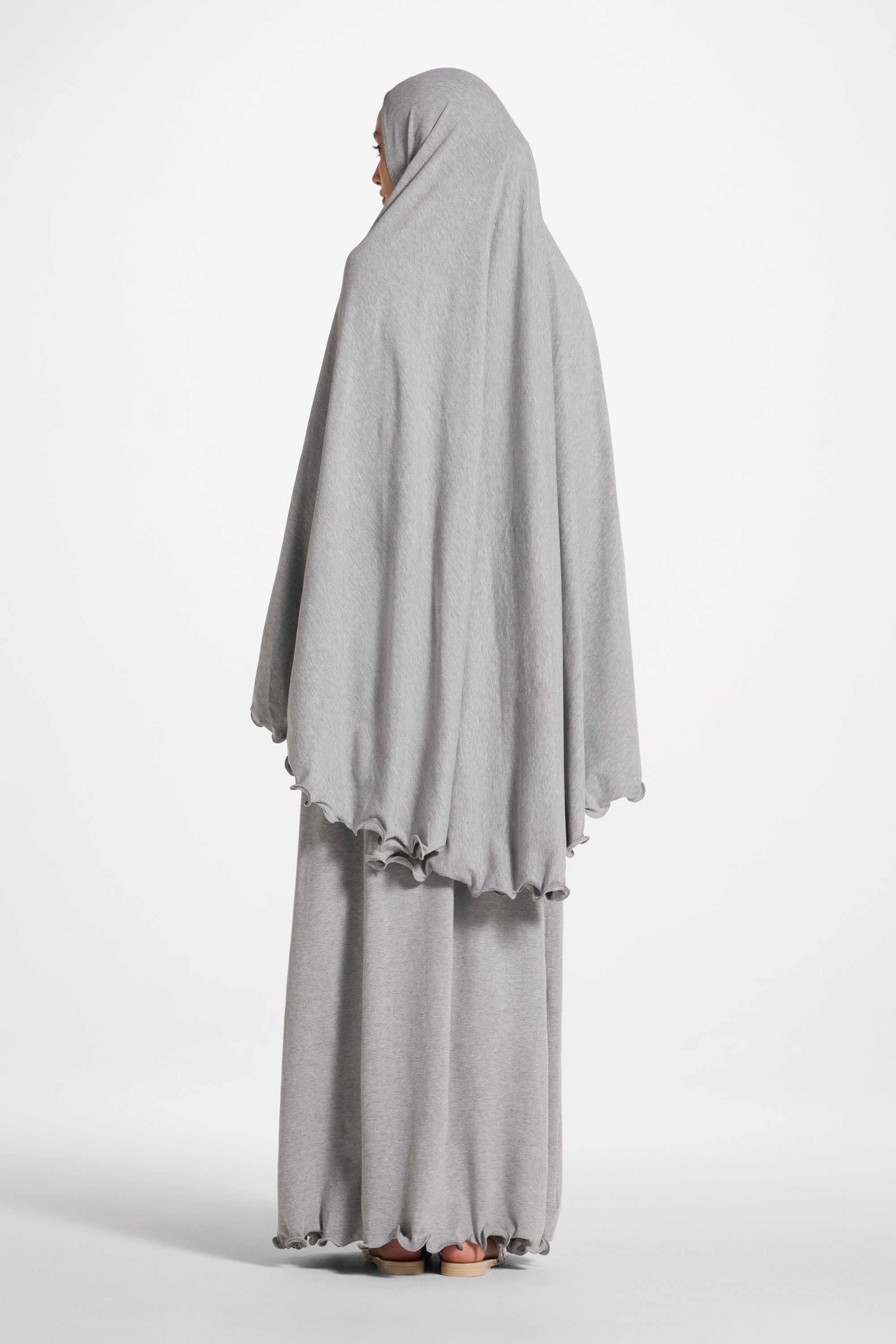 Ruffle Jersey Prayer Set - Heather Grey Sets Veiled 