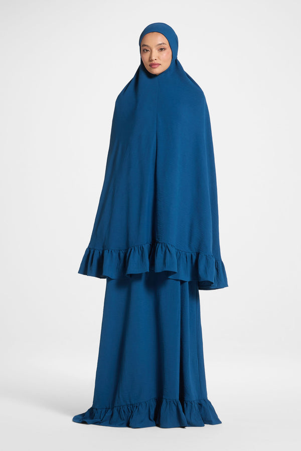 Ruffle Prayer Set - Deep Sea Abayas Veiled 
