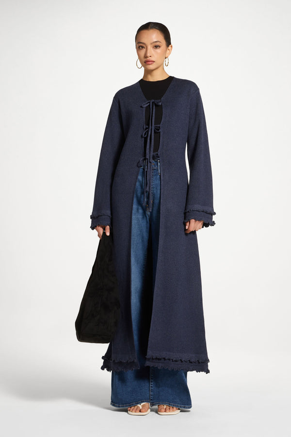 Ruffle Sleeve Knit Cardigan Abayas Veiled 