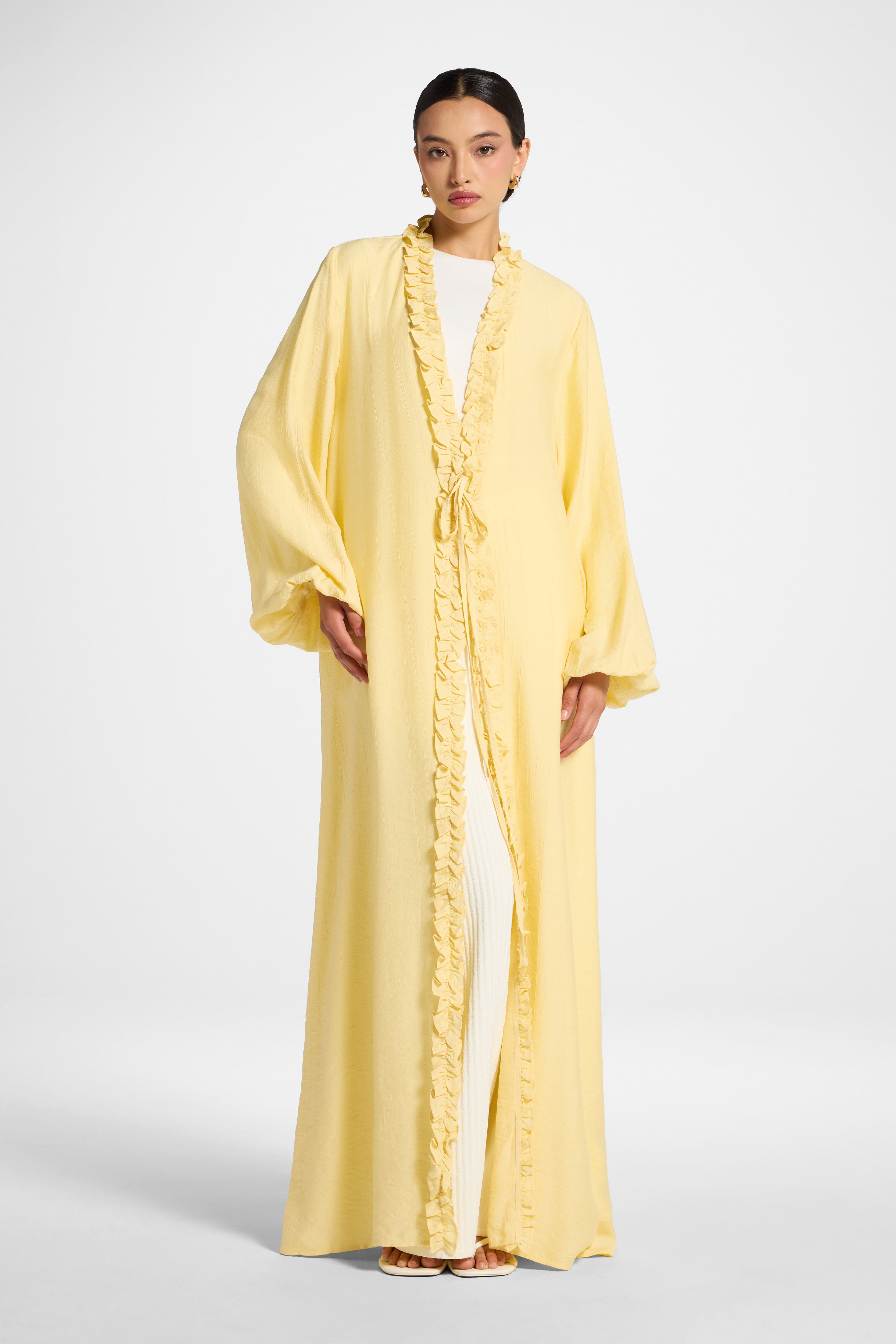 Ruffle Tie Front Abaya - Banana Abayas Veiled 