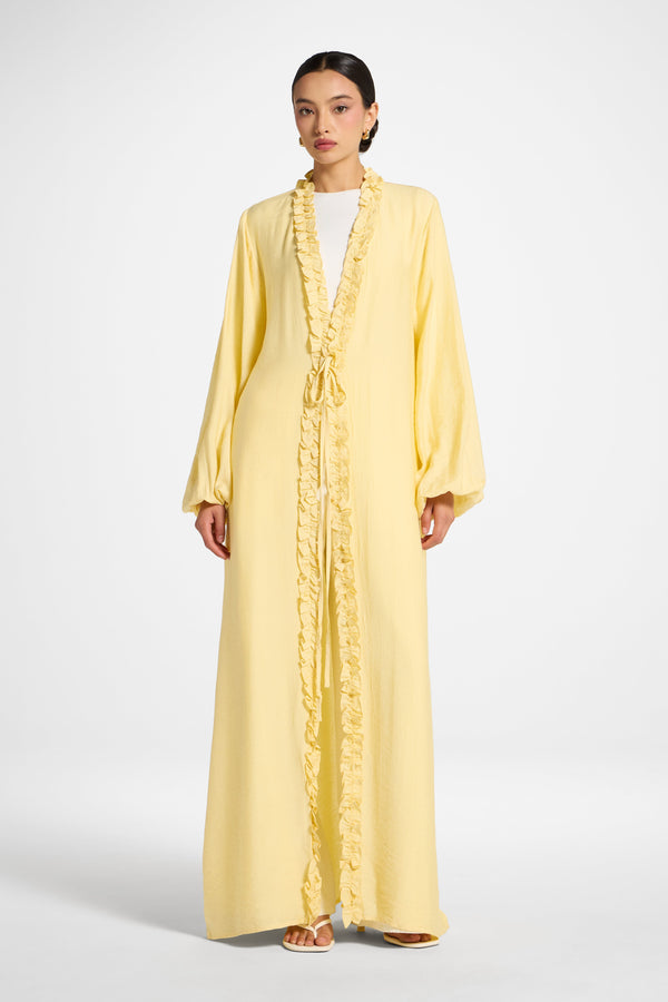 Ruffle Tie Front Abaya - Banana Abayas Veiled 