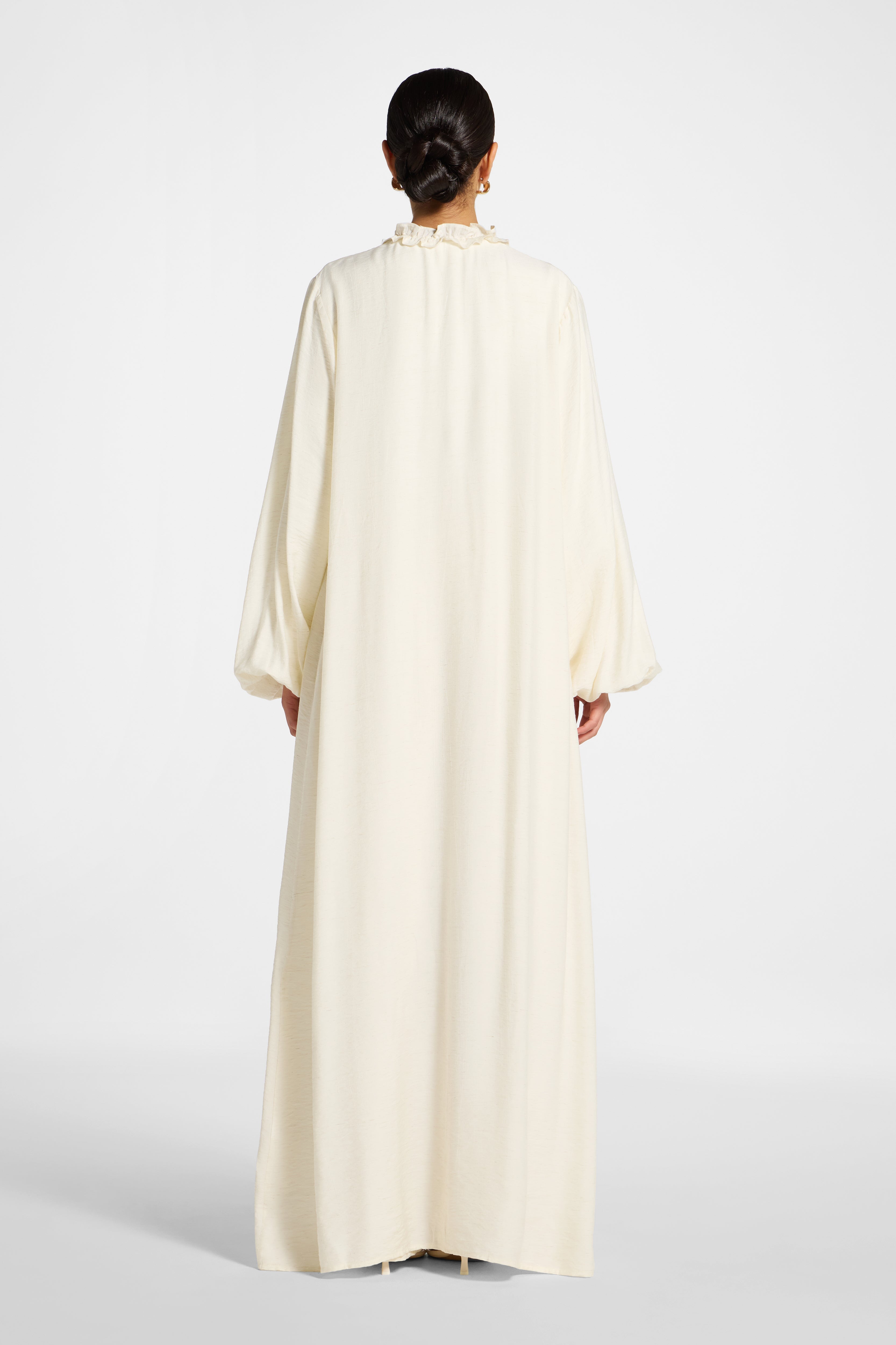 Ruffle Tie Front Abaya - Ivory Abayas Veiled 
