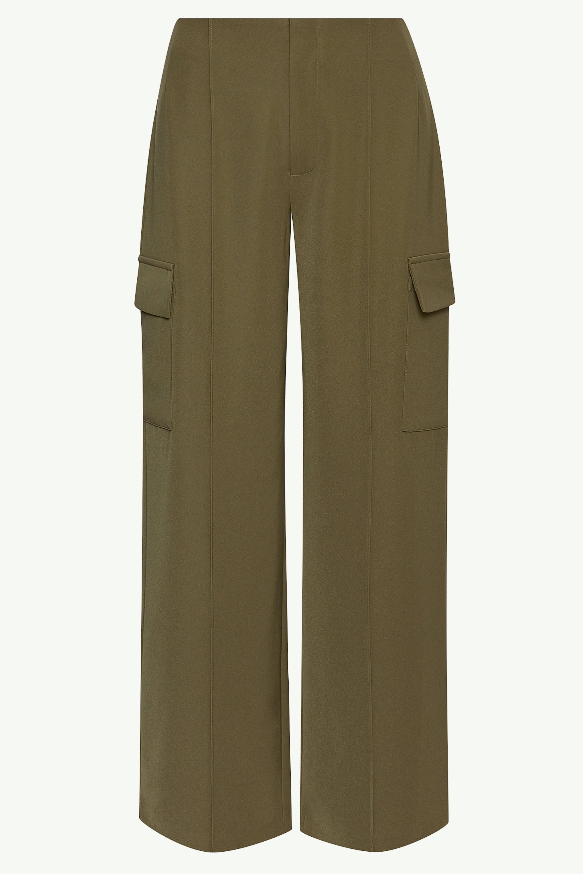 Rumer Wide Leg Cargo Pants - Olive Clothing Veiled 