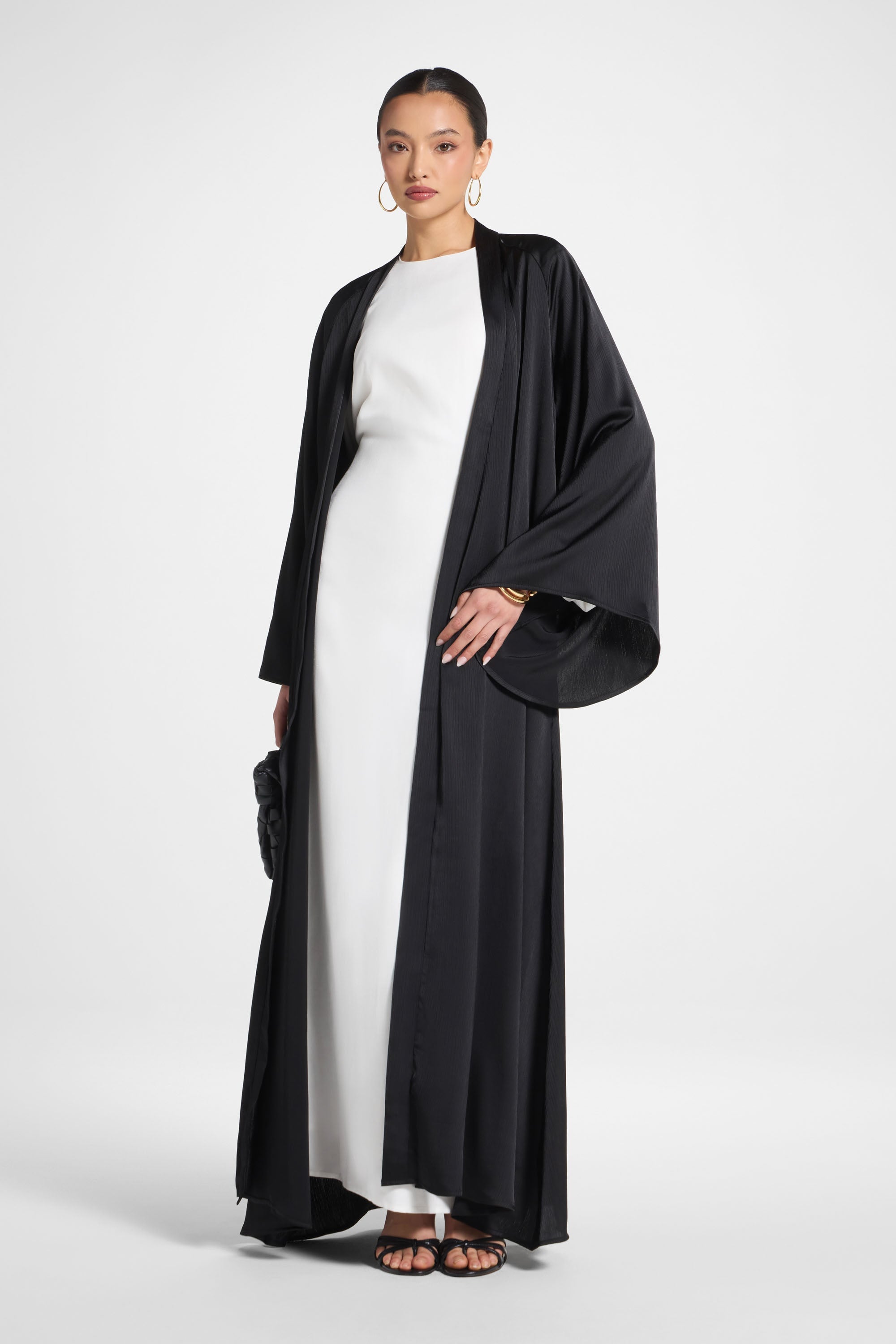 Sabeen Open Abaya - Black Abayas Veiled 
