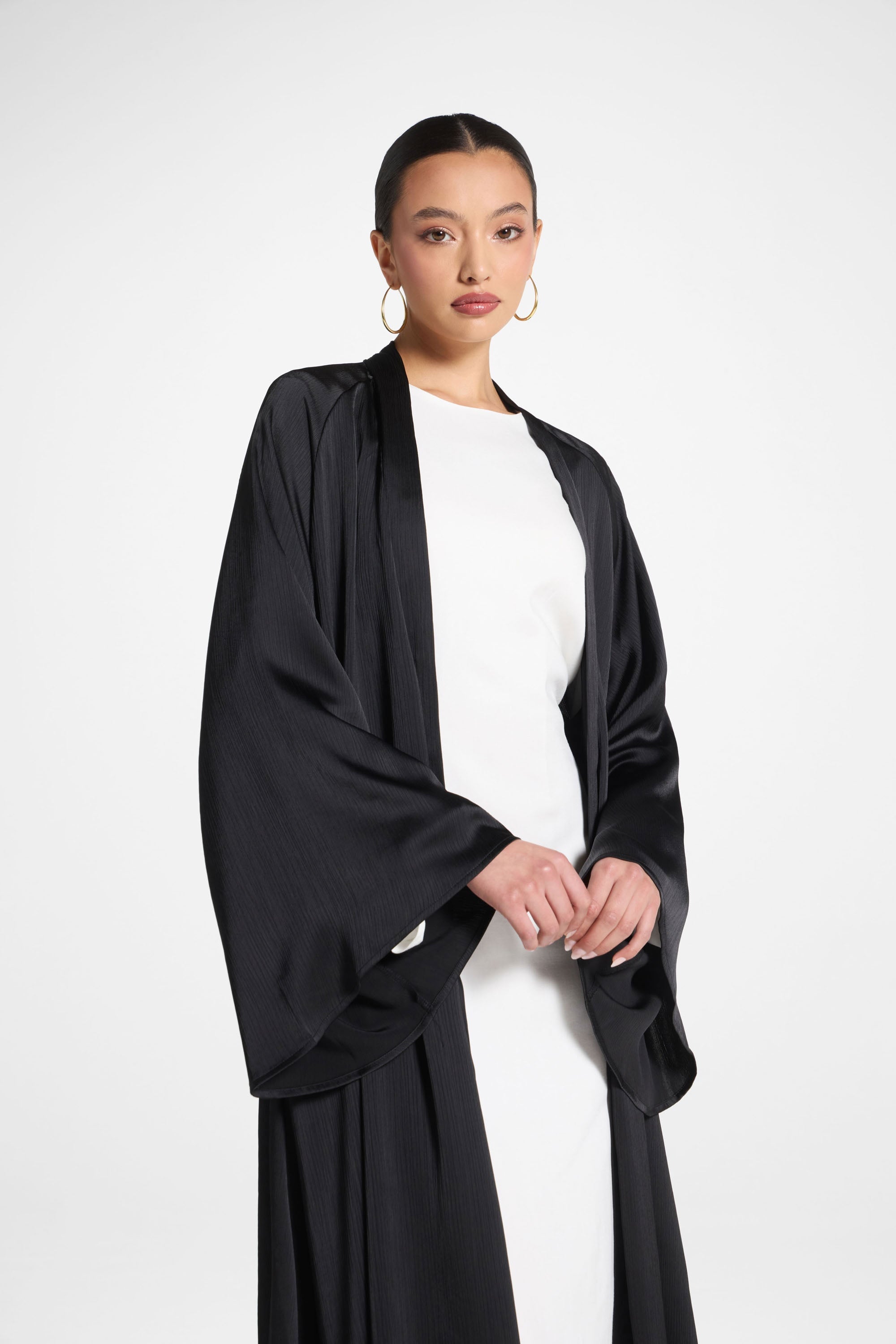 Sabeen Open Abaya - Black