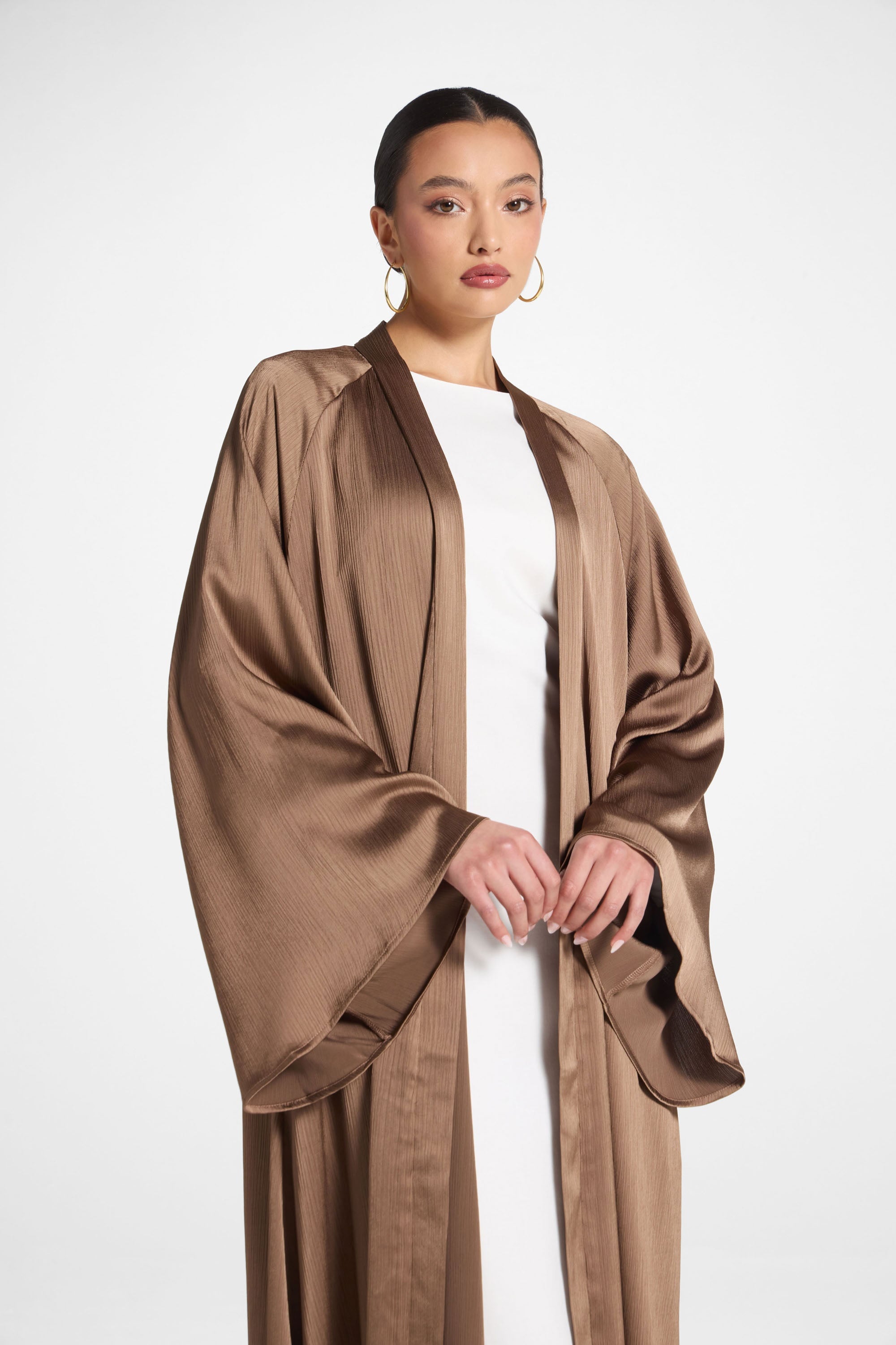 Sabeen Open Abaya - Mushroom Abayas Veiled 