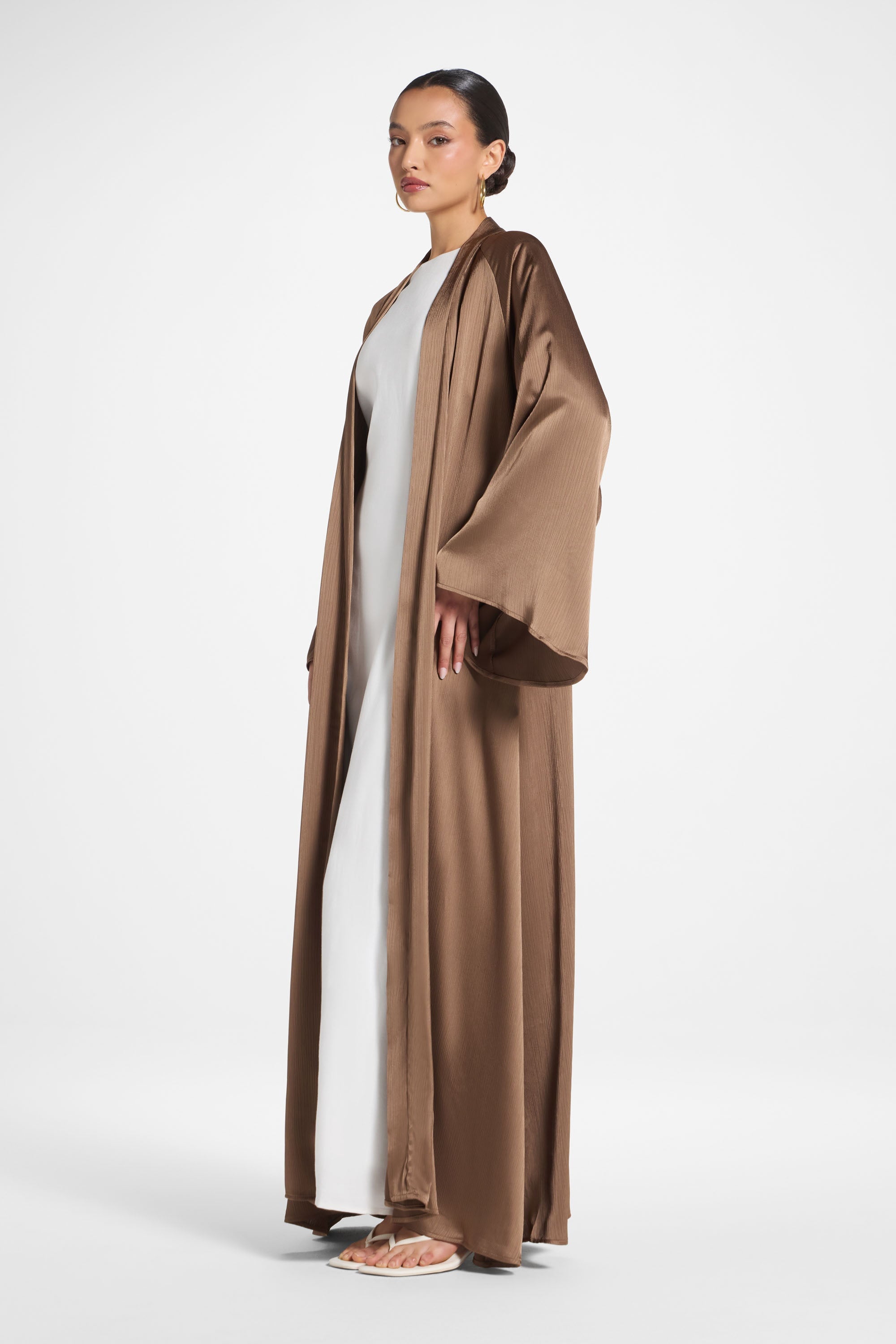 Sabeen Open Abaya - Mushroom Abayas Veiled 