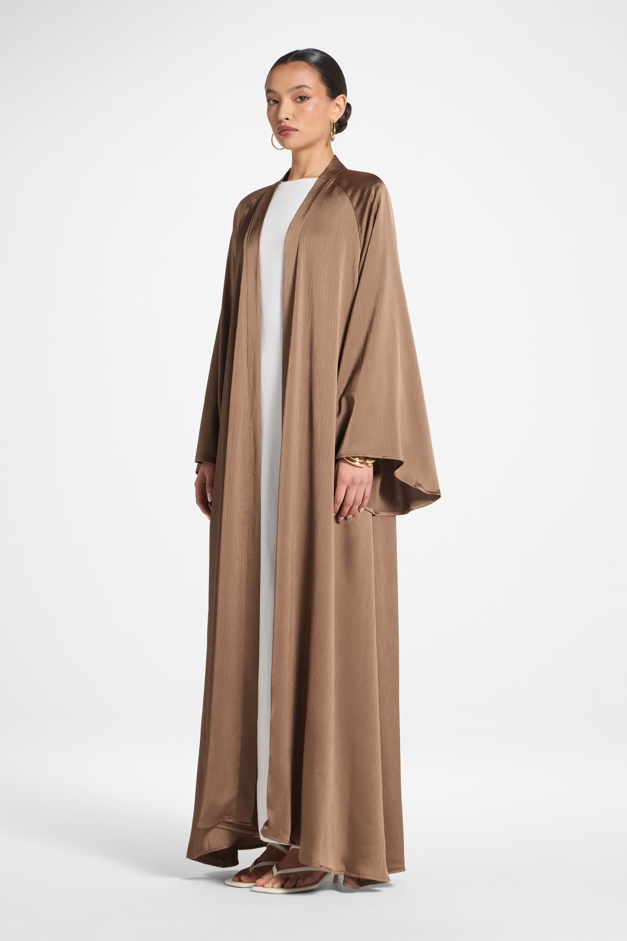 Sabeen Open Abaya - Mushroom Abayas Veiled 