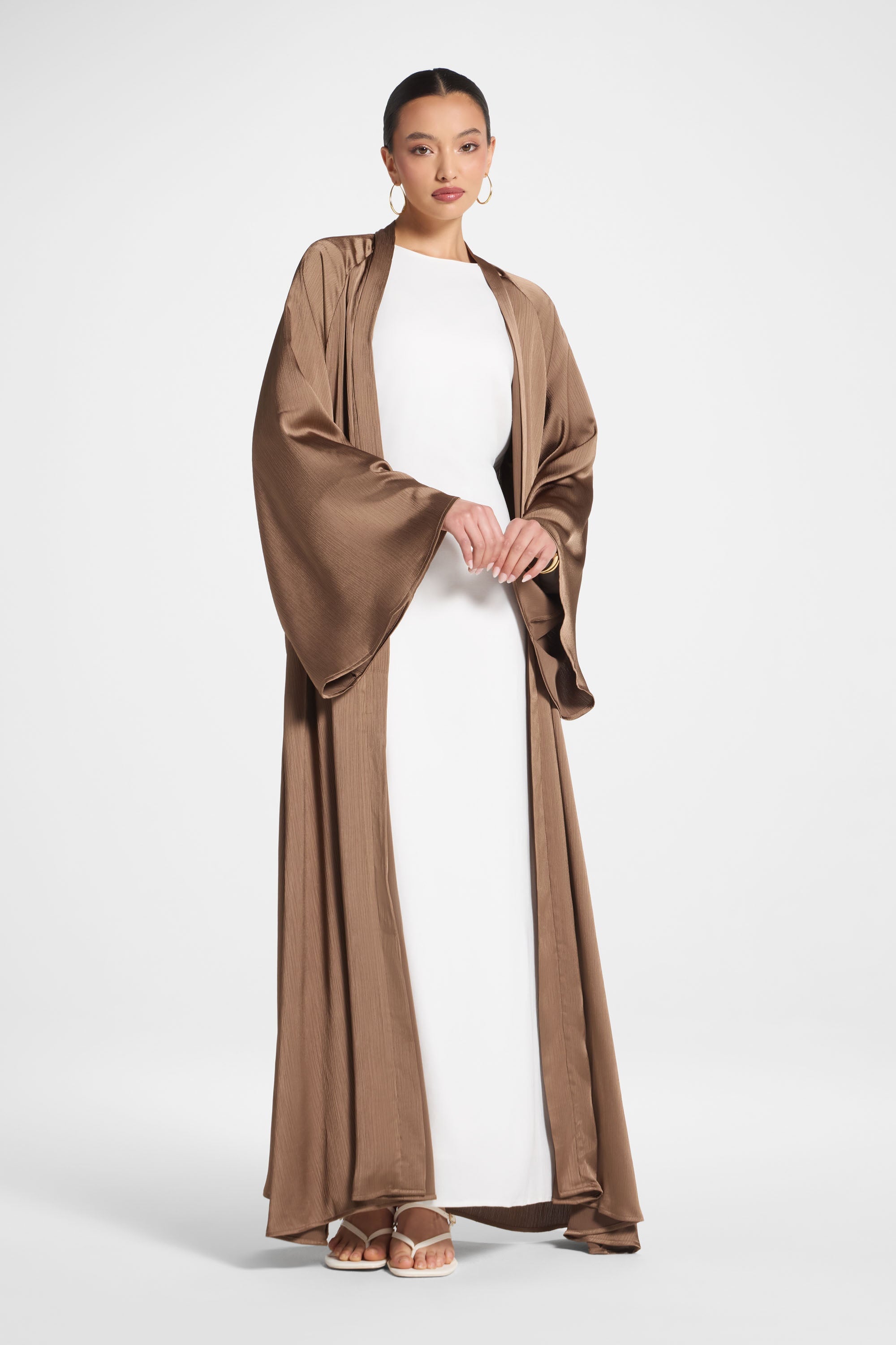 Sabeen Open Abaya - Mushroom Abayas Veiled 