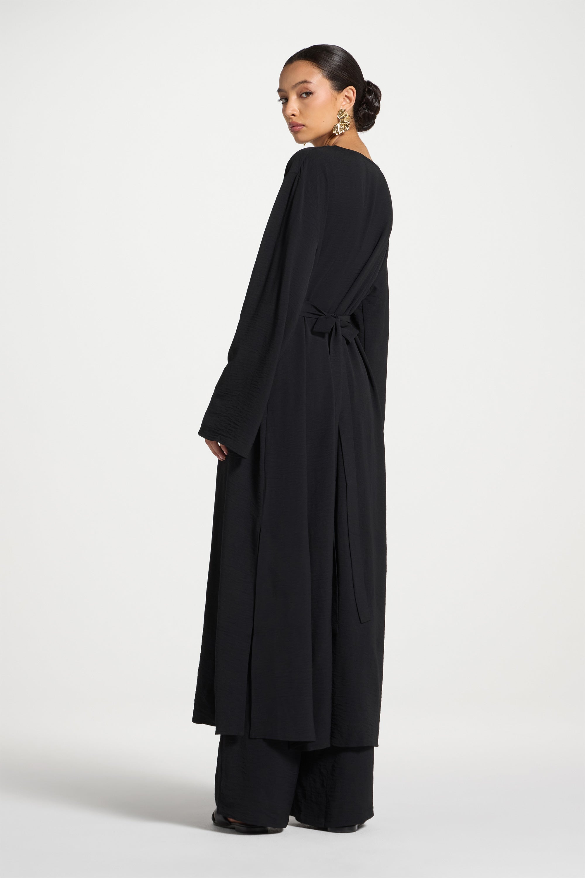 Safina Side Slit Tunic - Black Abayas Veiled 