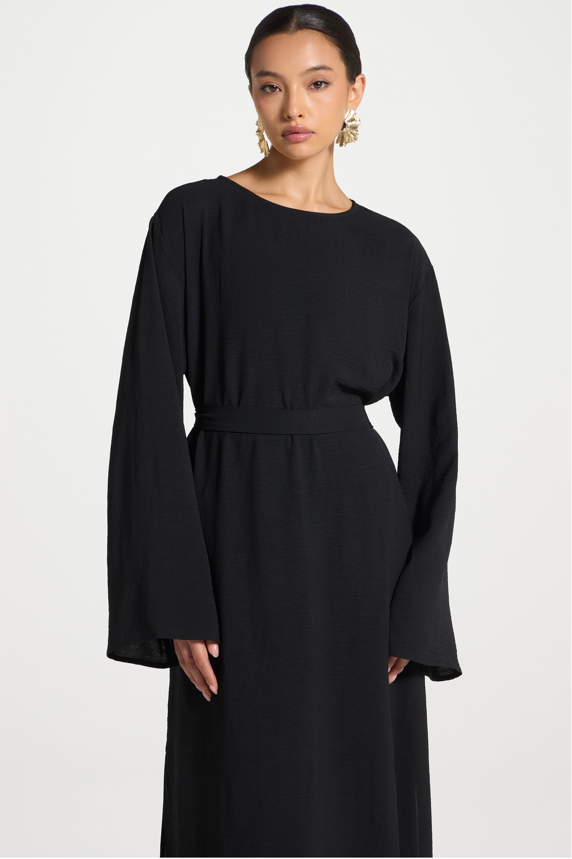 Safina Side Slit Tunic - Black Abayas Veiled 
