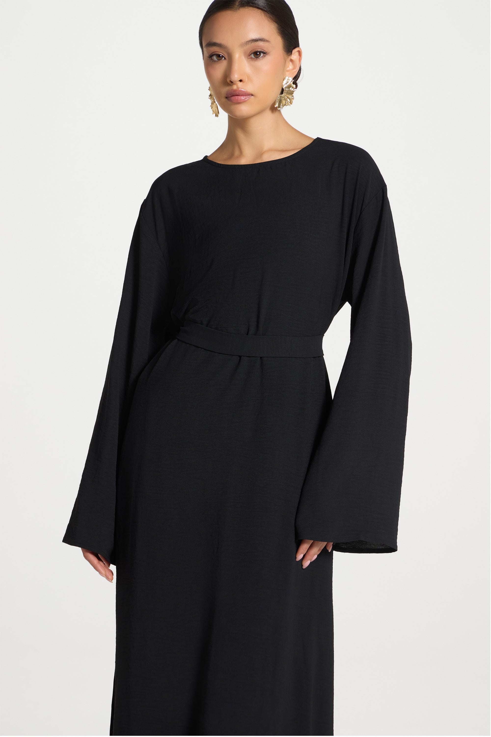 Safina Side Slit Tunic - Black Abayas Veiled 