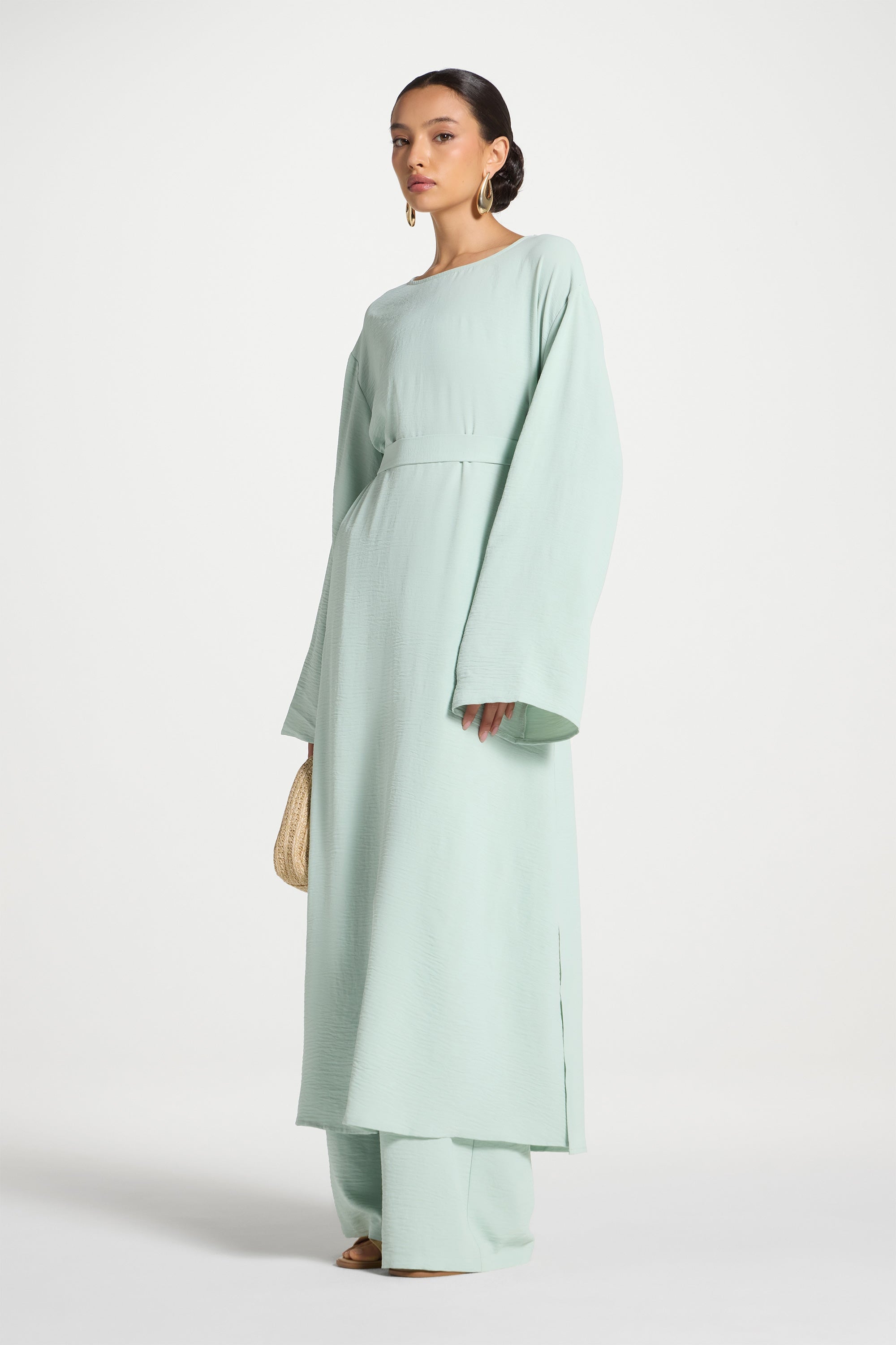 Safina Side Slit Tunic - Mint Abayas Veiled 
