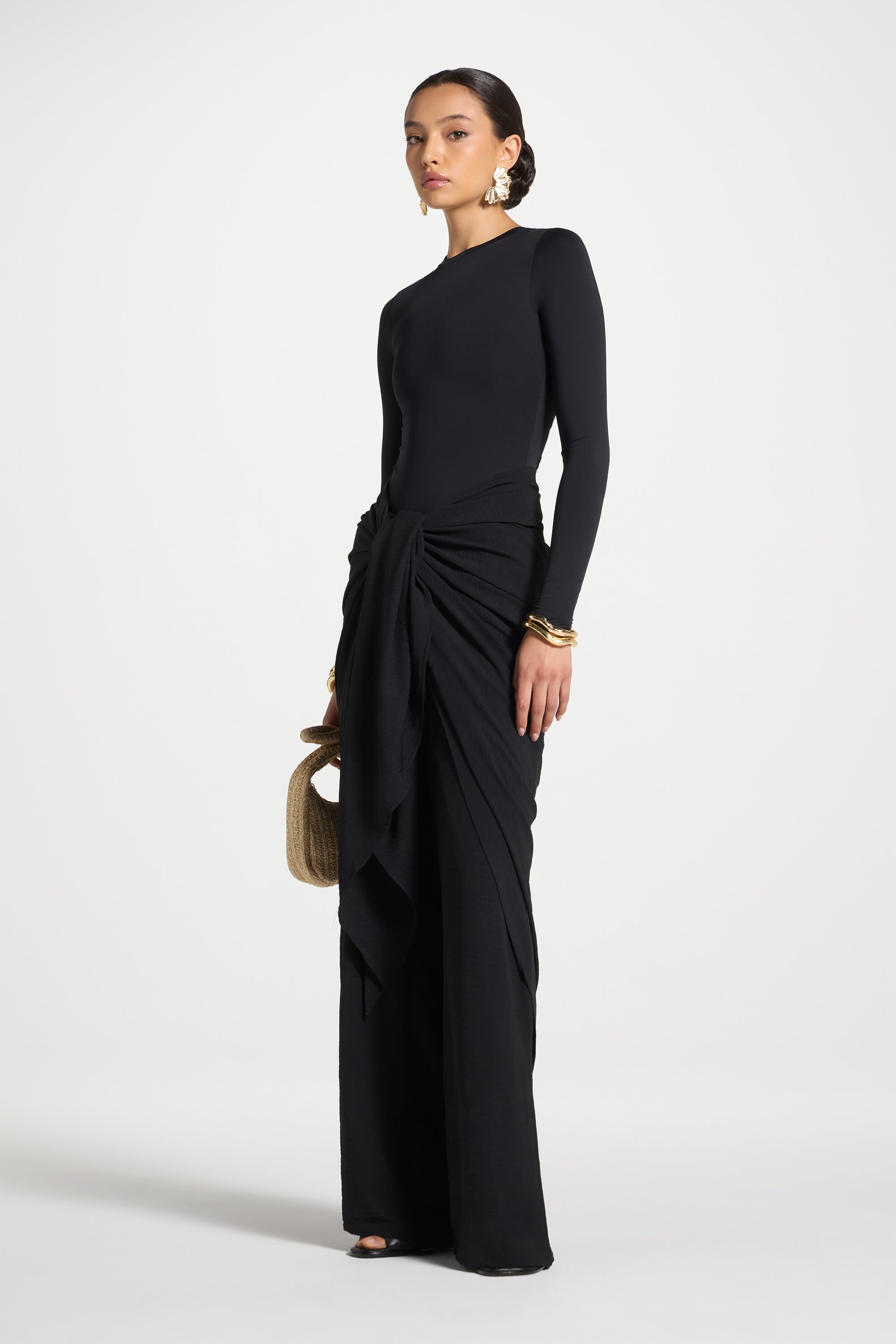 Safina Wrap Sarong & Pants Set - Black Abayas Veiled 
