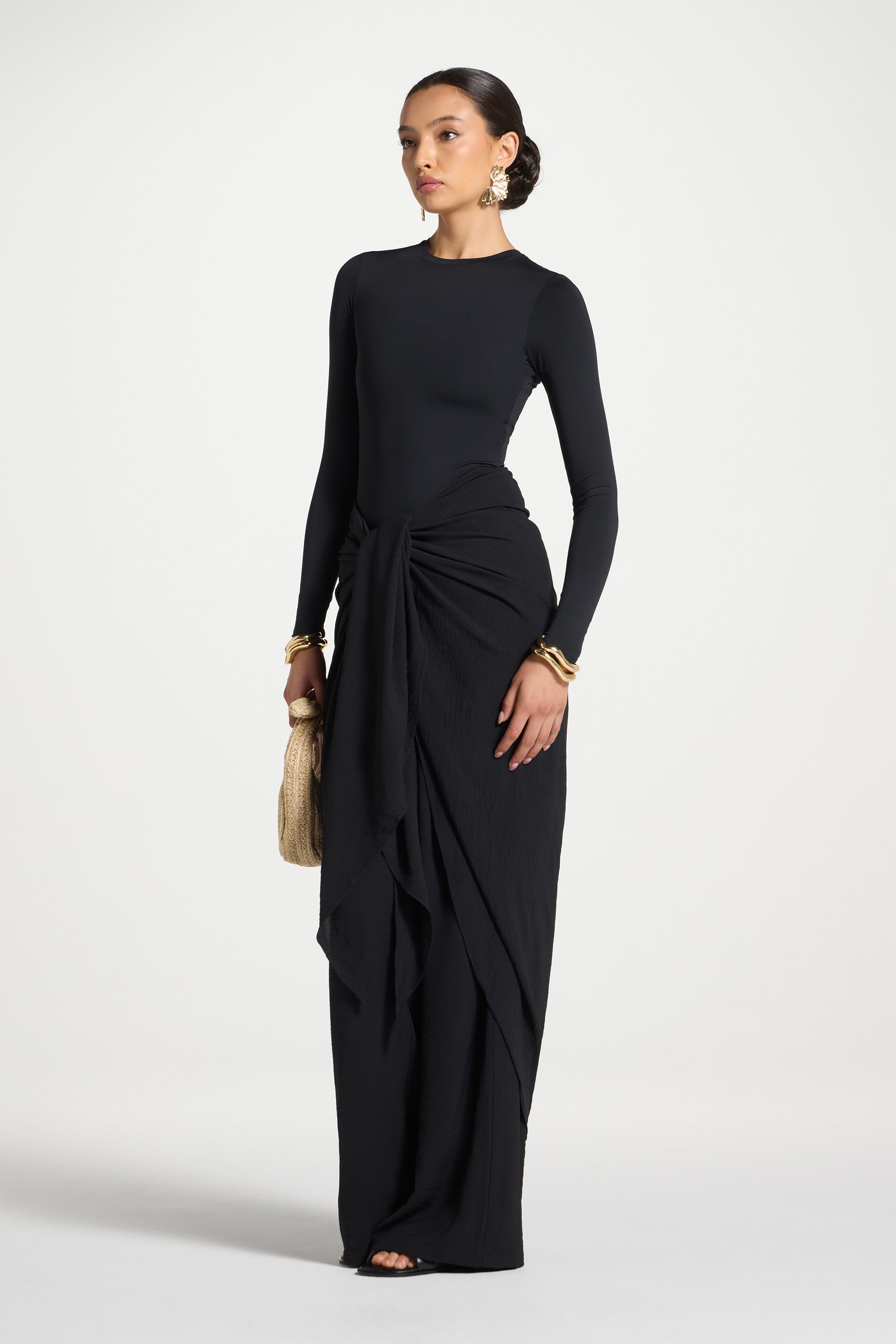 Safina Wrap Sarong & Pants Set - Black Abayas Veiled 