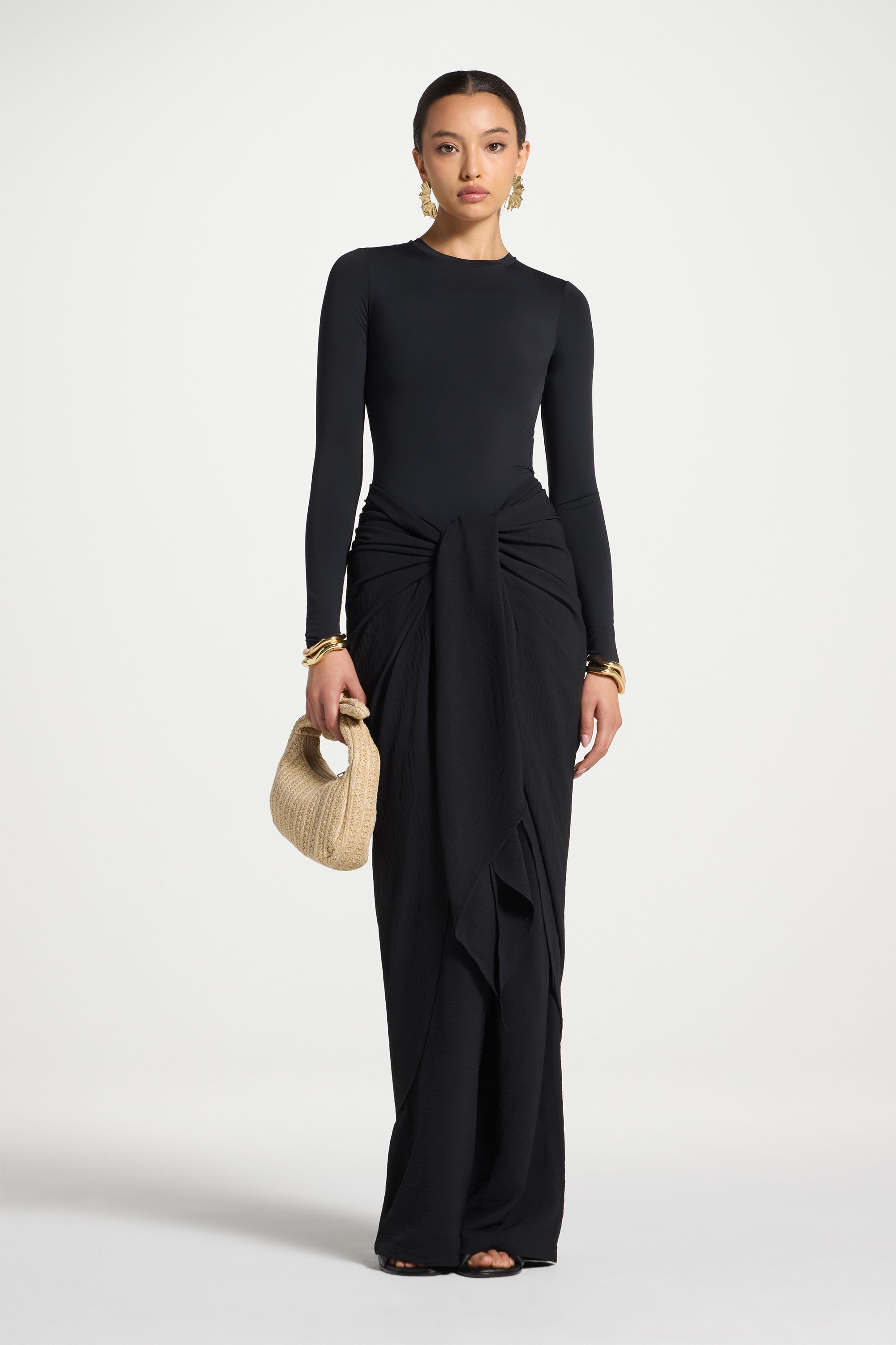 Safina Wrap Sarong & Pants Set - Black Abayas Veiled 