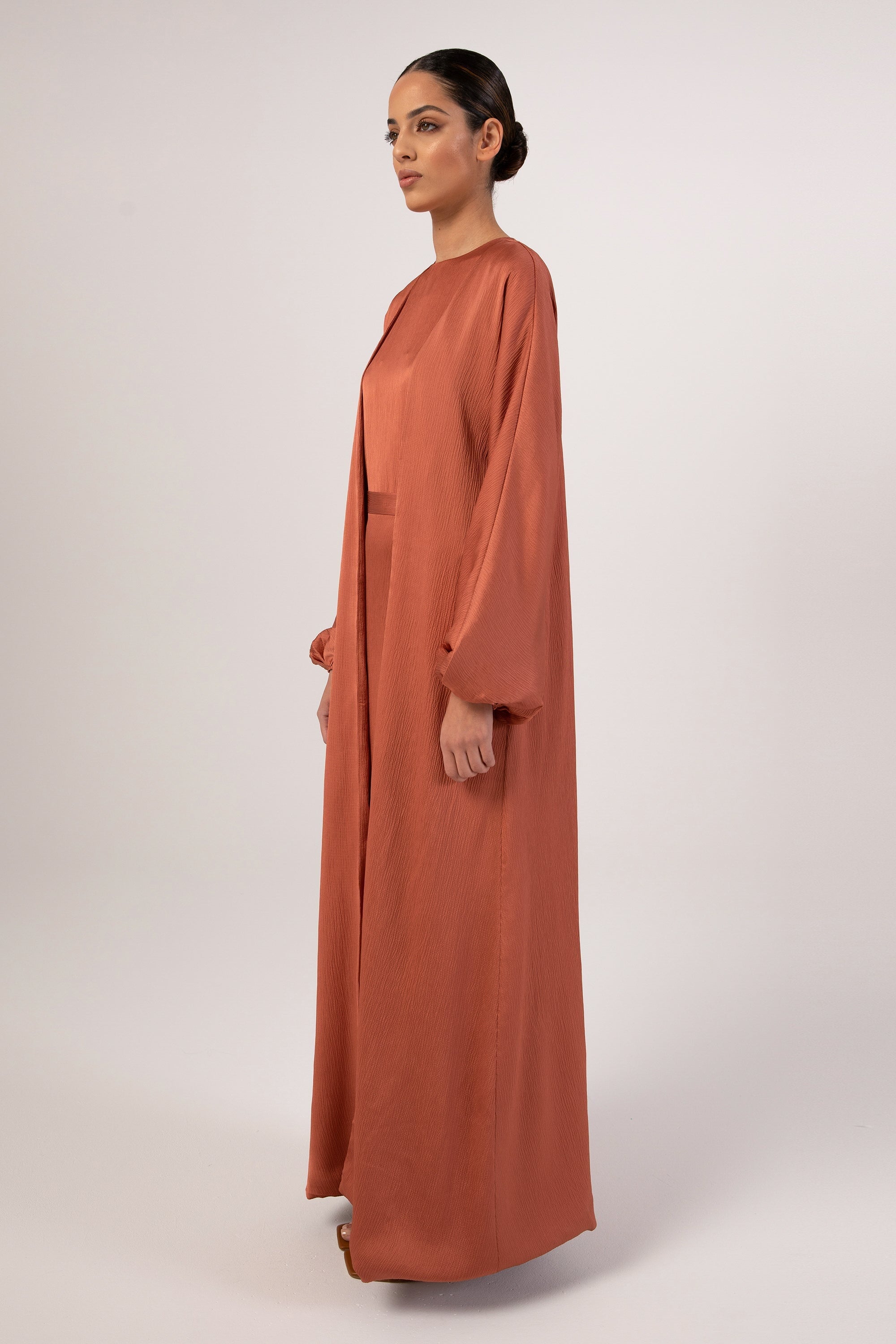 Salma Three Piece Abaya - Terracotta Abayas Veiled 