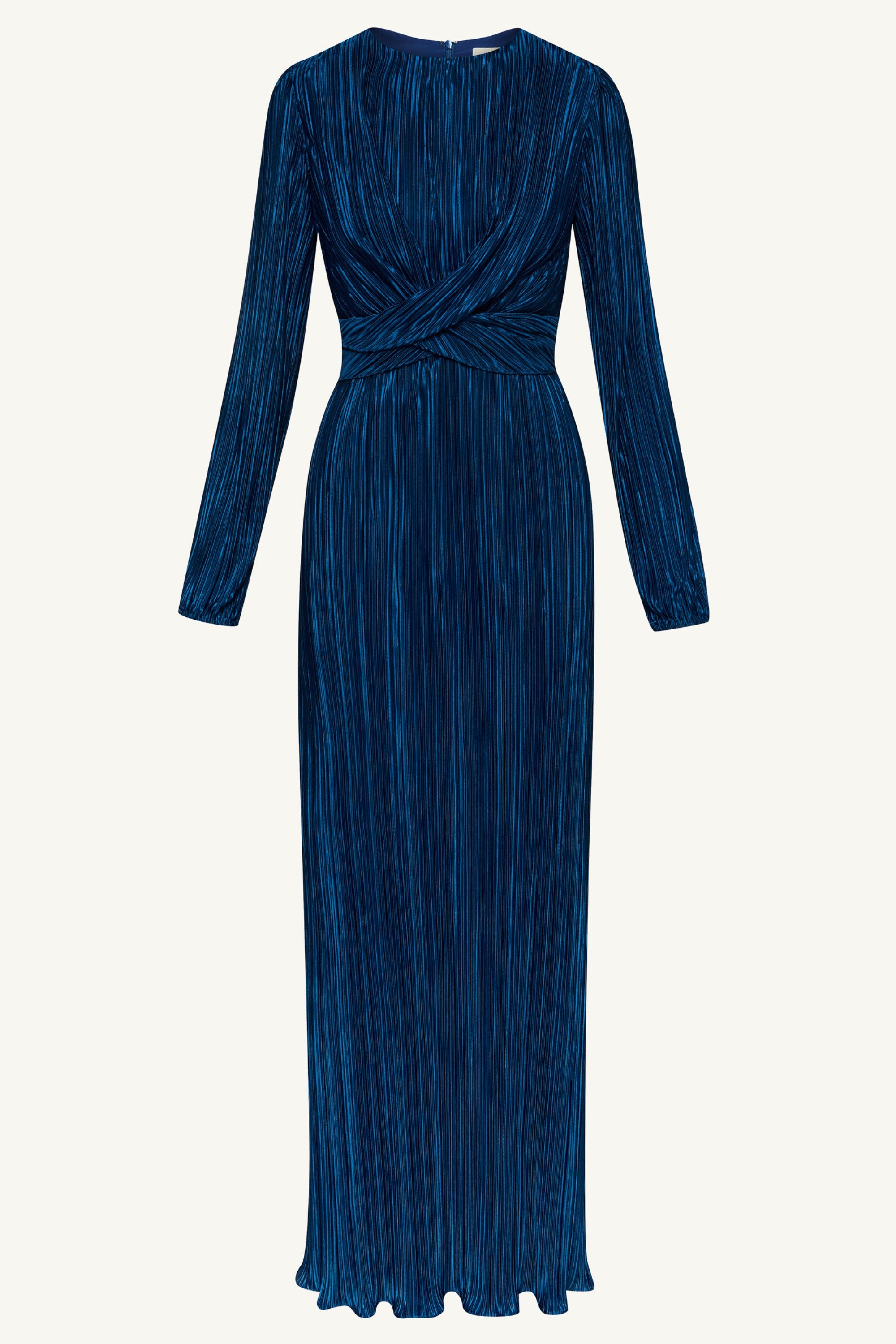 Samara Pleated Wrap Waist Maxi Dress - Lapis Blue Clothing epschoolboard 