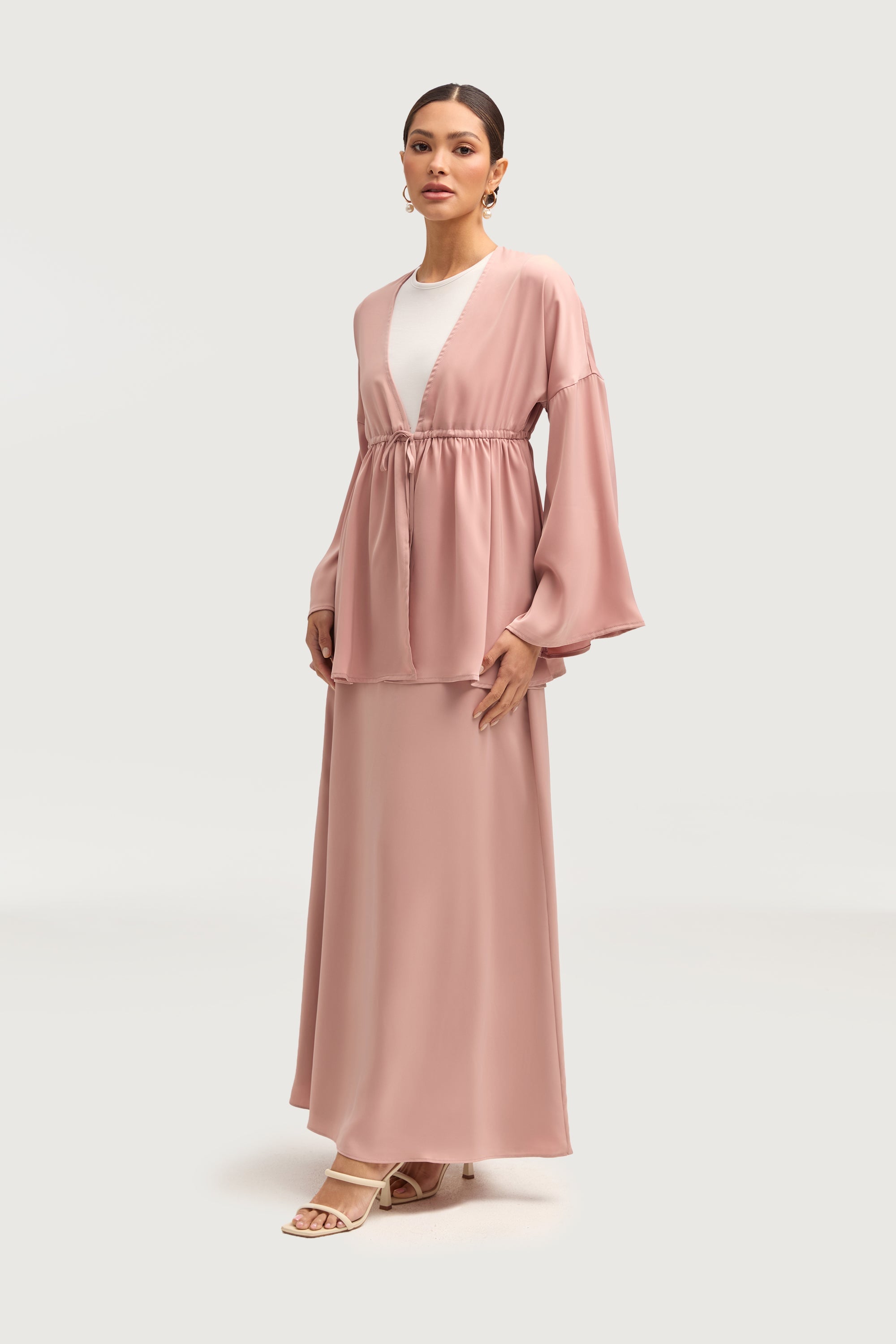 Samia Satin Tie Front Top - Blush Tops Veiled 