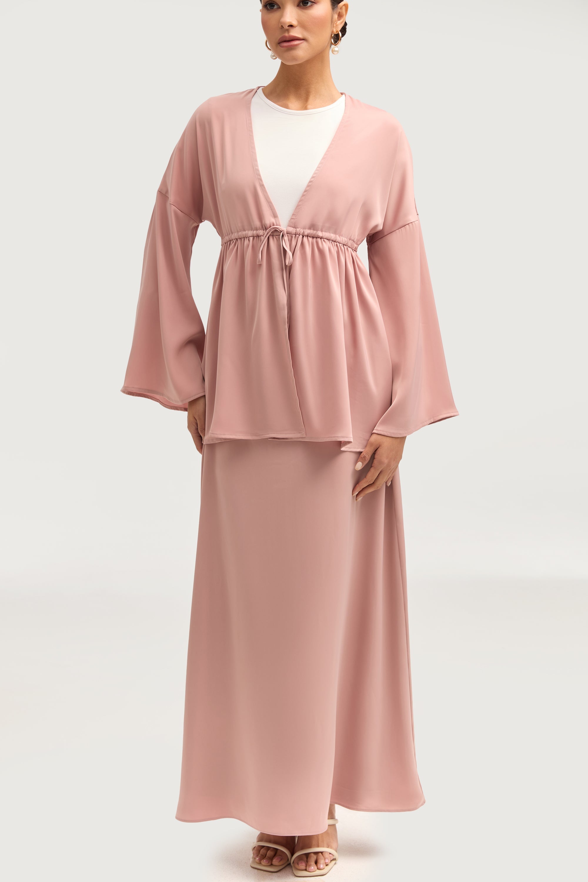 Samia Satin Tie Front Top - Blush Tops Veiled 