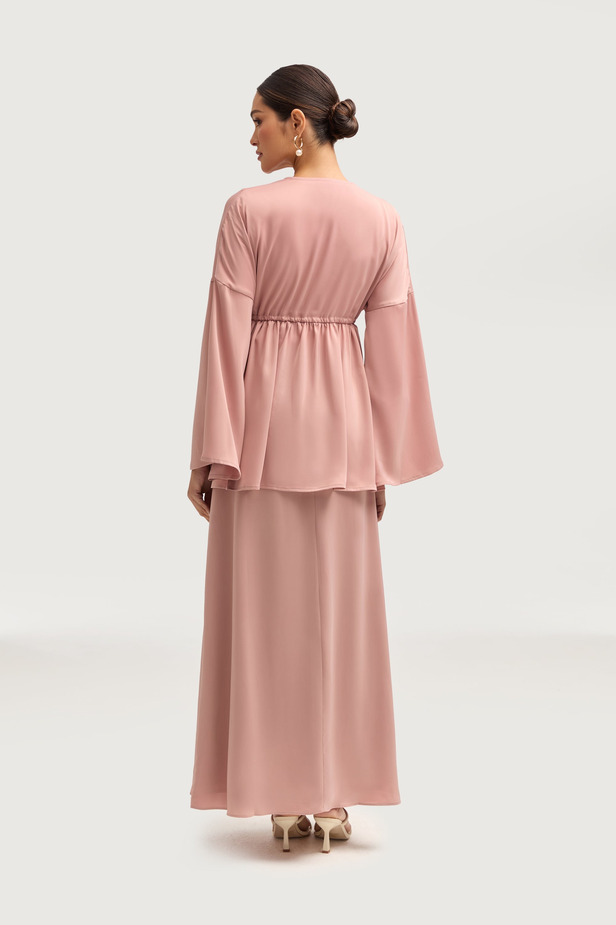 Samia Satin Tie Front Top - Blush Tops Veiled 