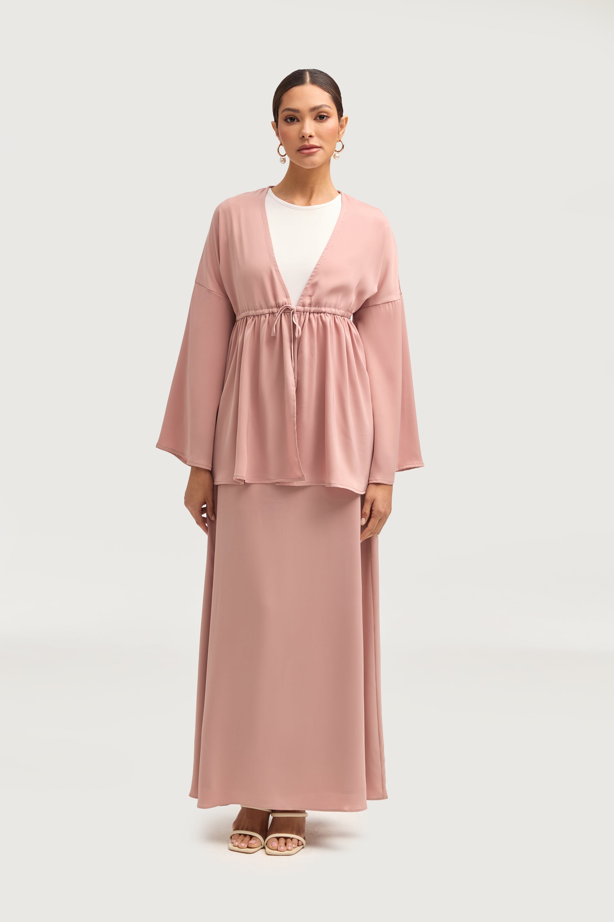 Samia Satin Tie Front Top - Blush Tops Veiled 