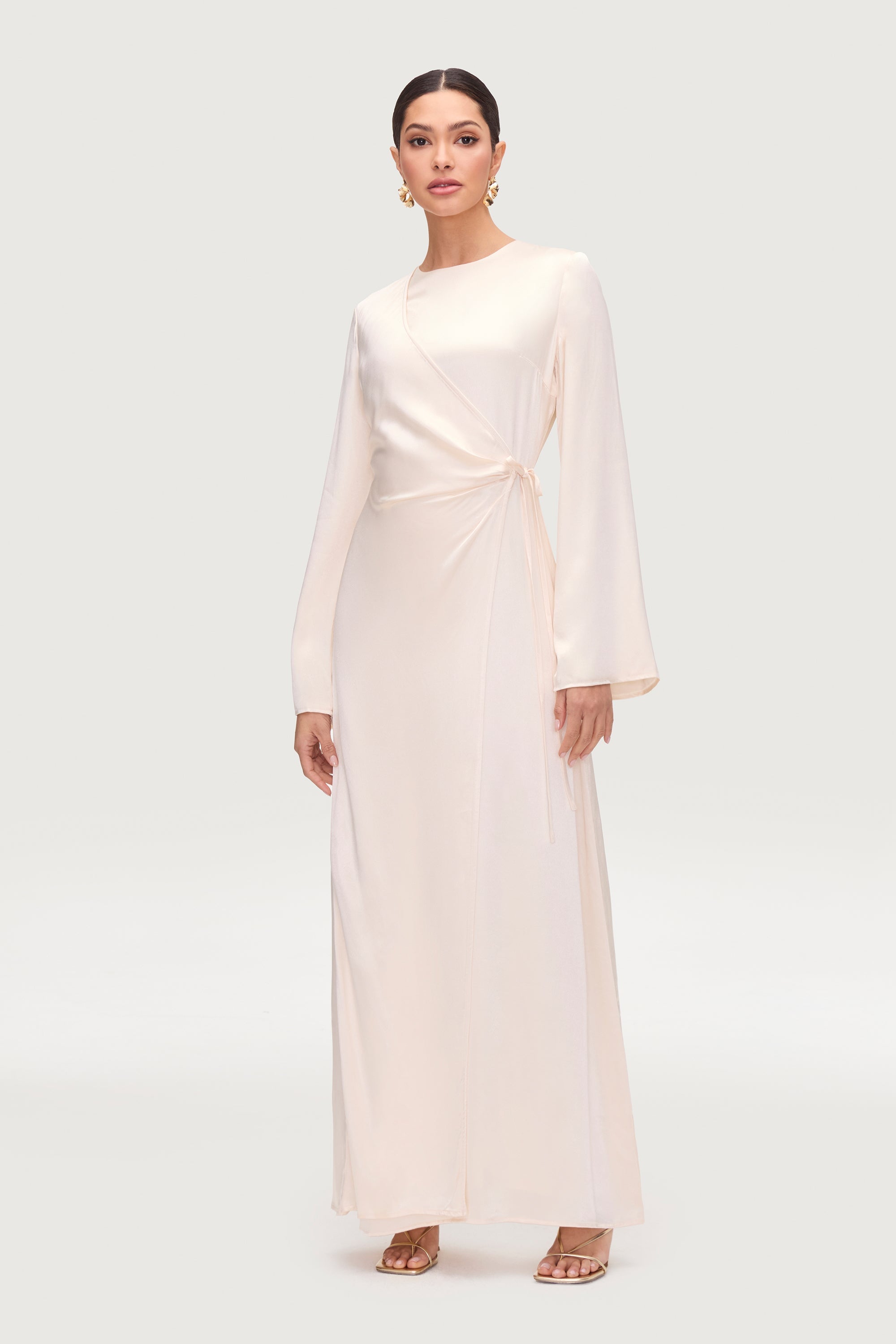 Samiya Silk Wrap Maxi Dress - Pearl Dresses Veiled 