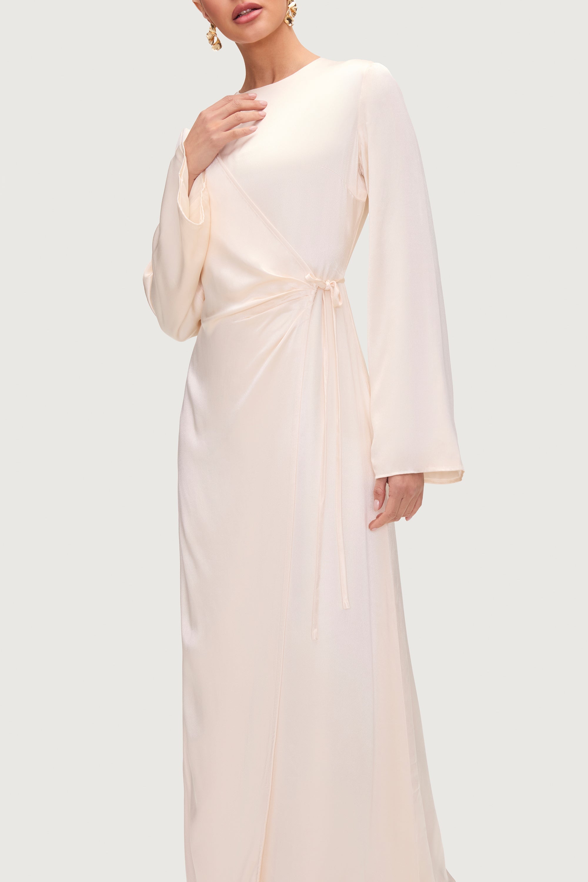 Samiya Silk Wrap Maxi Dress - Pearl Dresses Veiled 