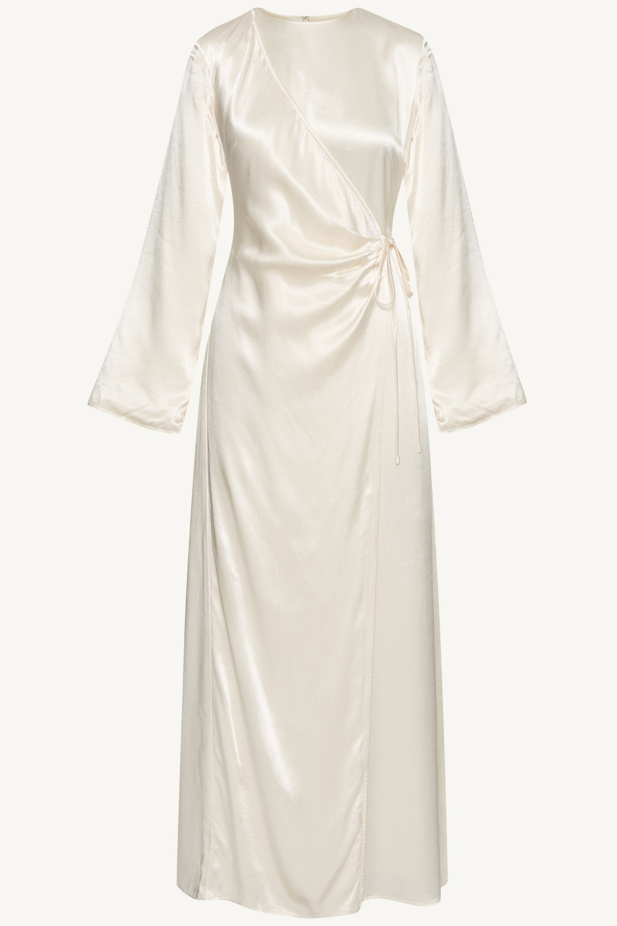 Samiya Silk Wrap Maxi Dress - Pearl Dresses Veiled 