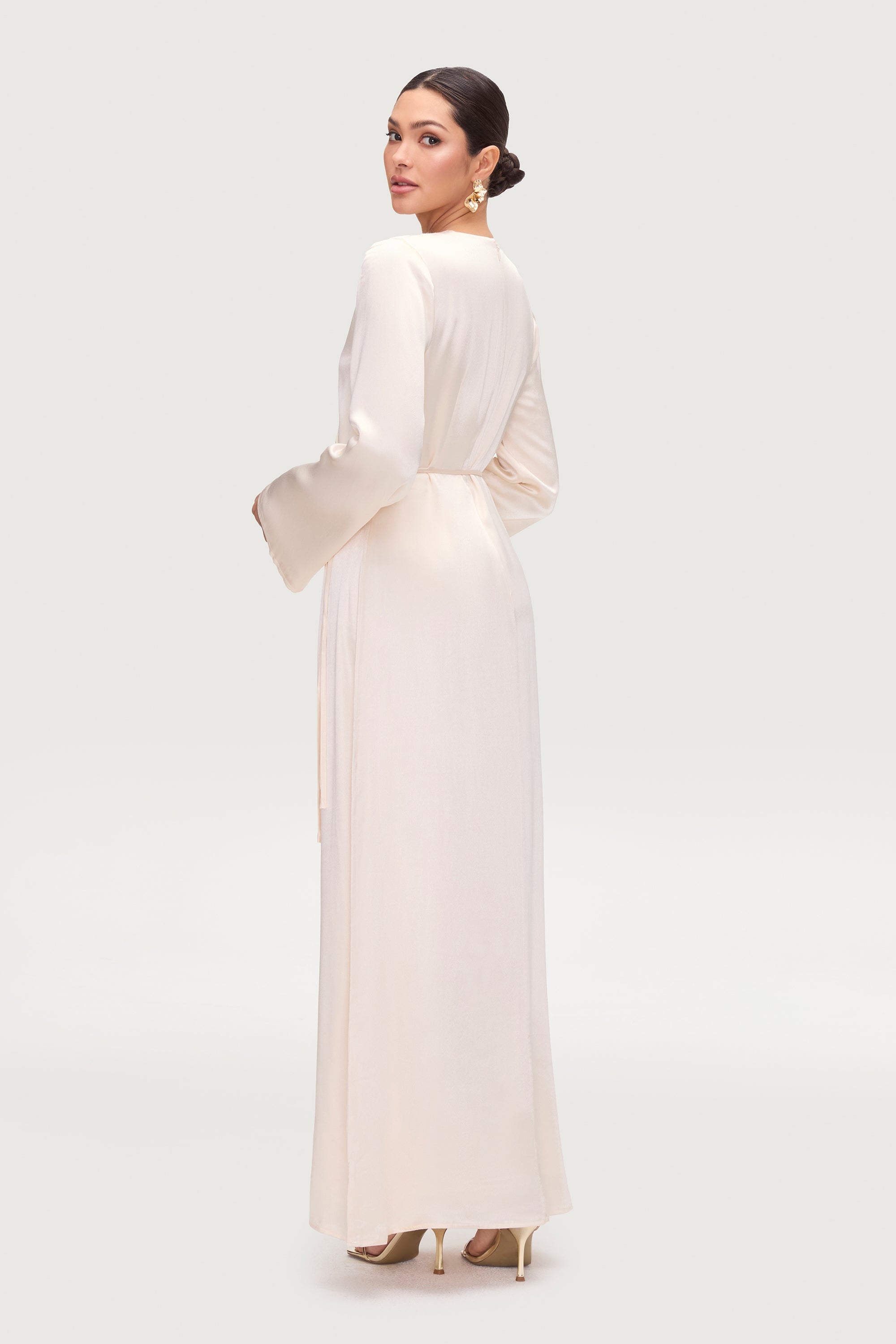 Samiya Silk Wrap Maxi Dress - Pearl Dresses Veiled 