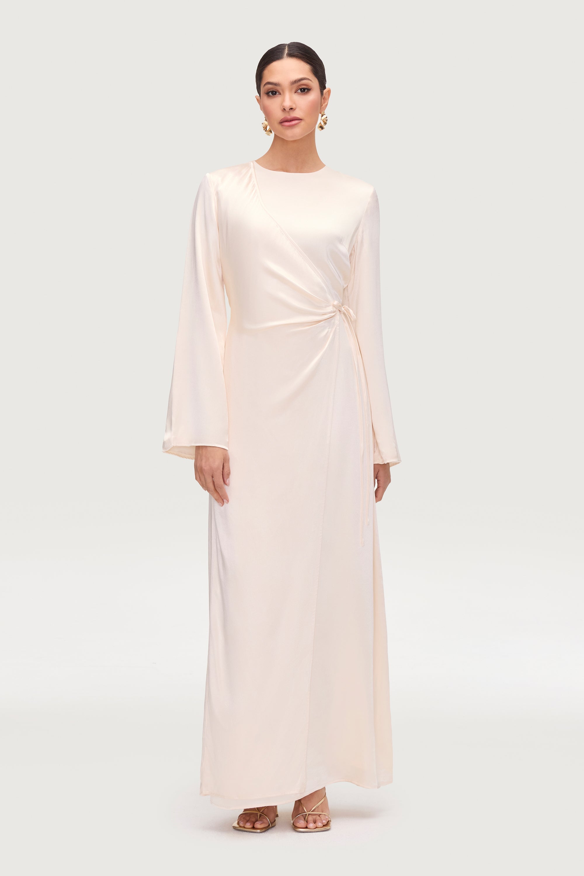 Samiya Silk Wrap Maxi Dress - Pearl Dresses Veiled 