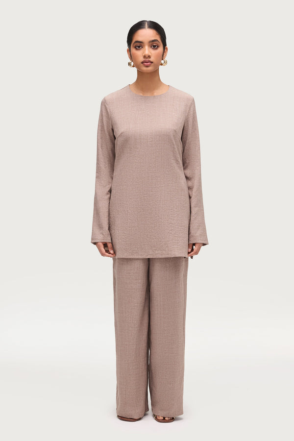 Sana Side Slit Relaxed Top - Truffle Dresses Veiled 