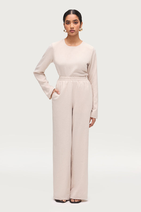 Sana Wide Leg Pants - Oatmeal Dresses Veiled 