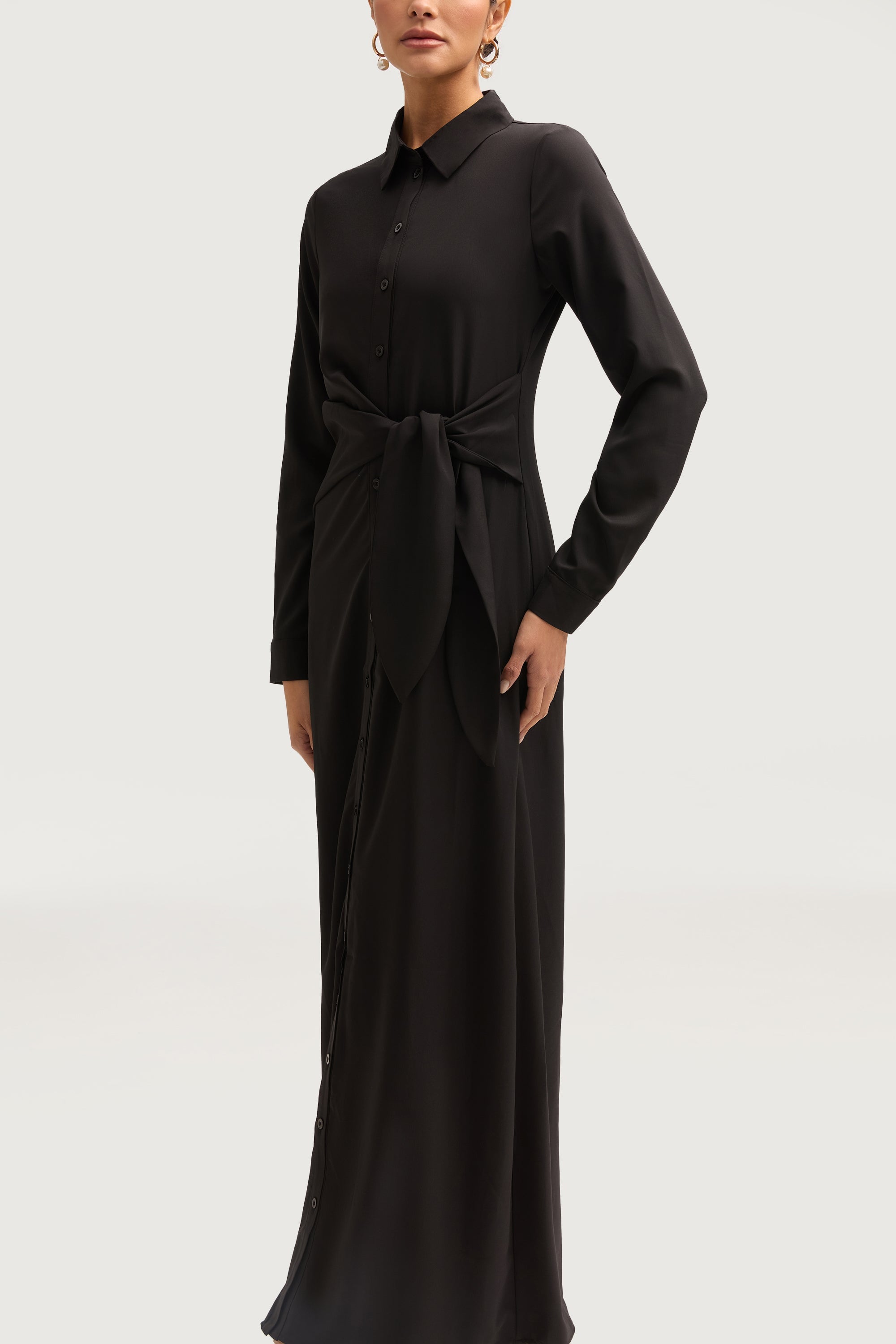 Sandra Side Tie Maxi Dress - Black Dresses Veiled 