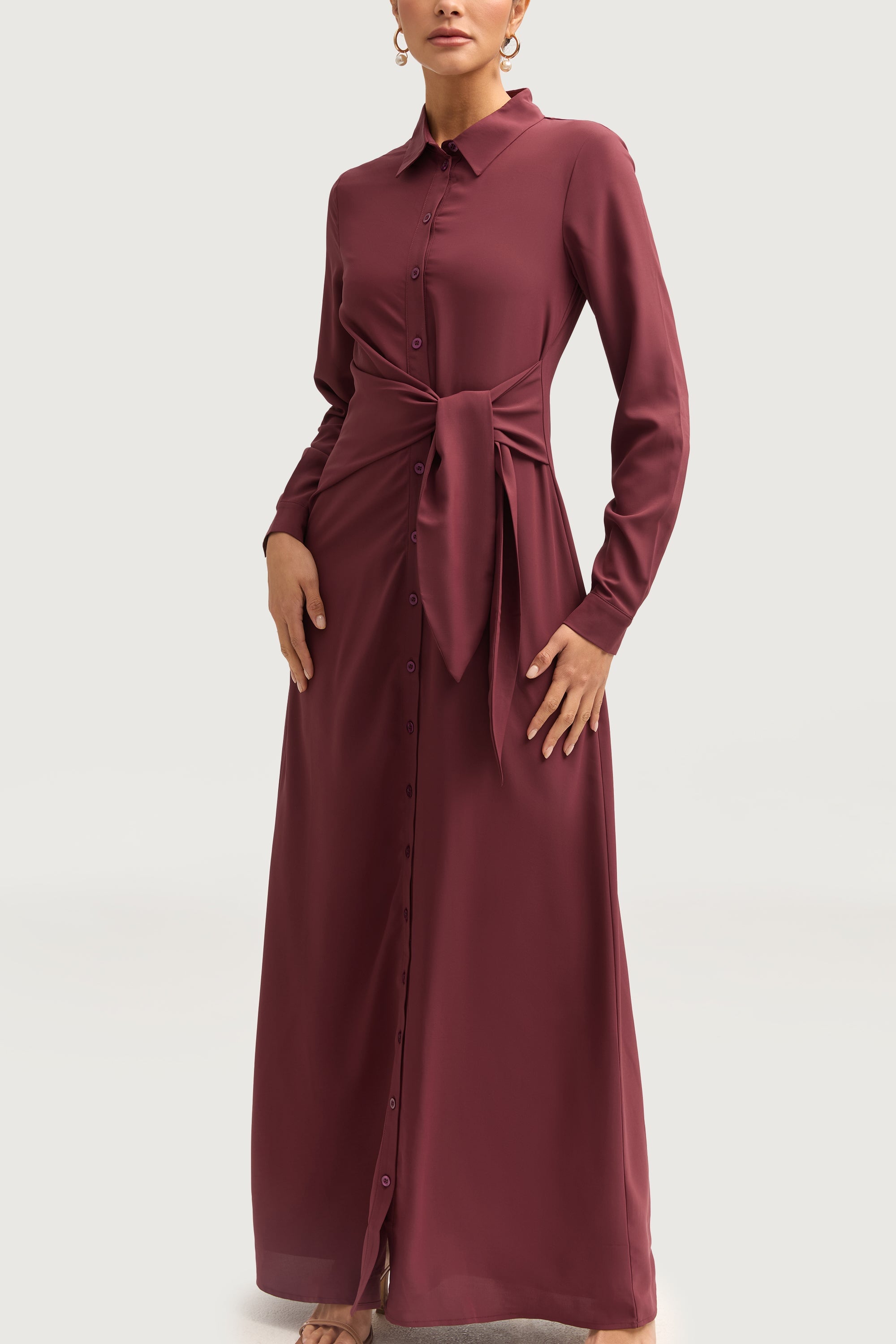 Sandra Side Tie Maxi Dress - Marron Dresses Veiled 