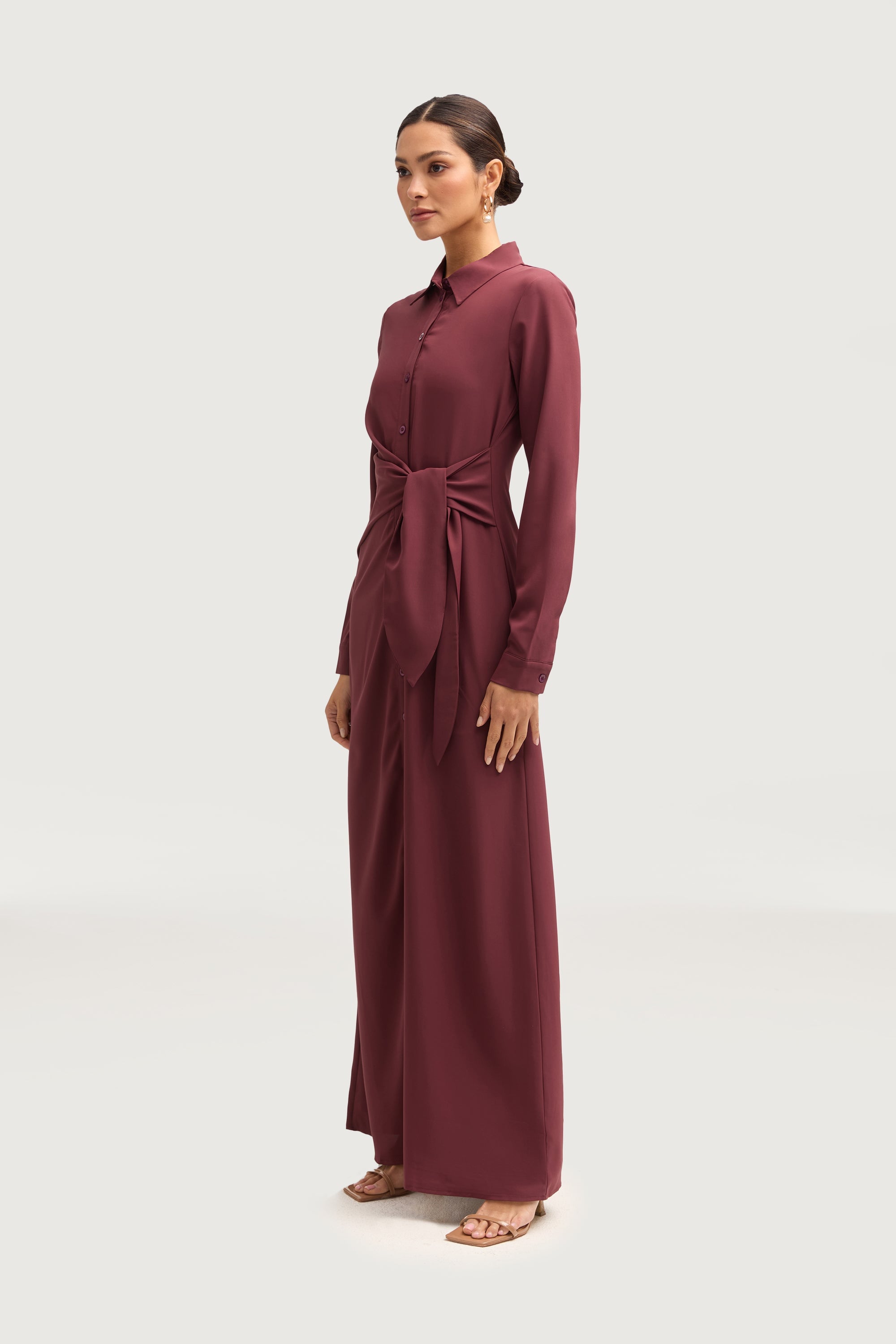 Sandra Side Tie Maxi Dress - Marron Dresses Veiled 