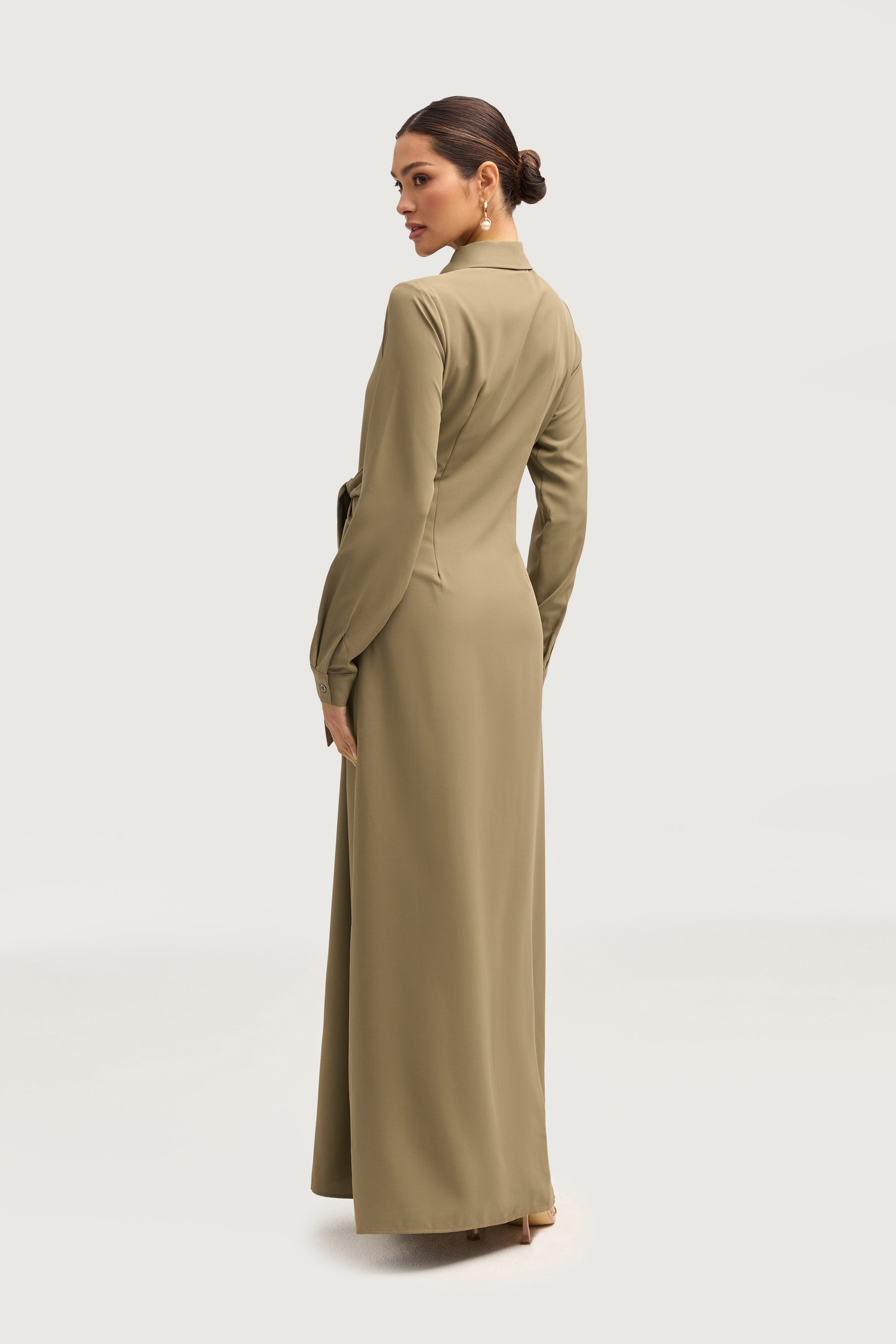 Sandra Side Tie Maxi Dress - Za'atar Dresses Veiled 