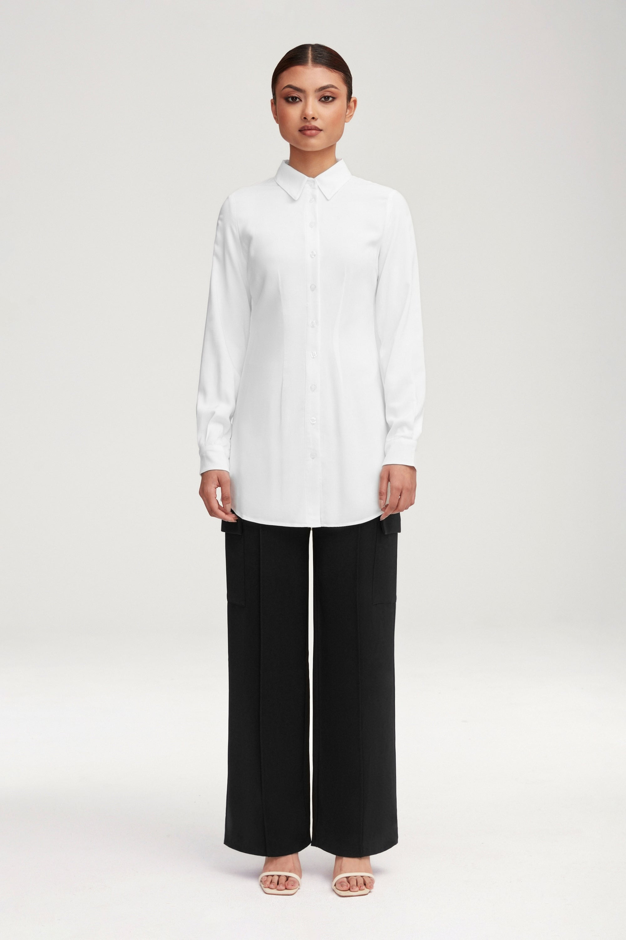 Sarah Fitted Button Down Top - White Clothing Veiled 