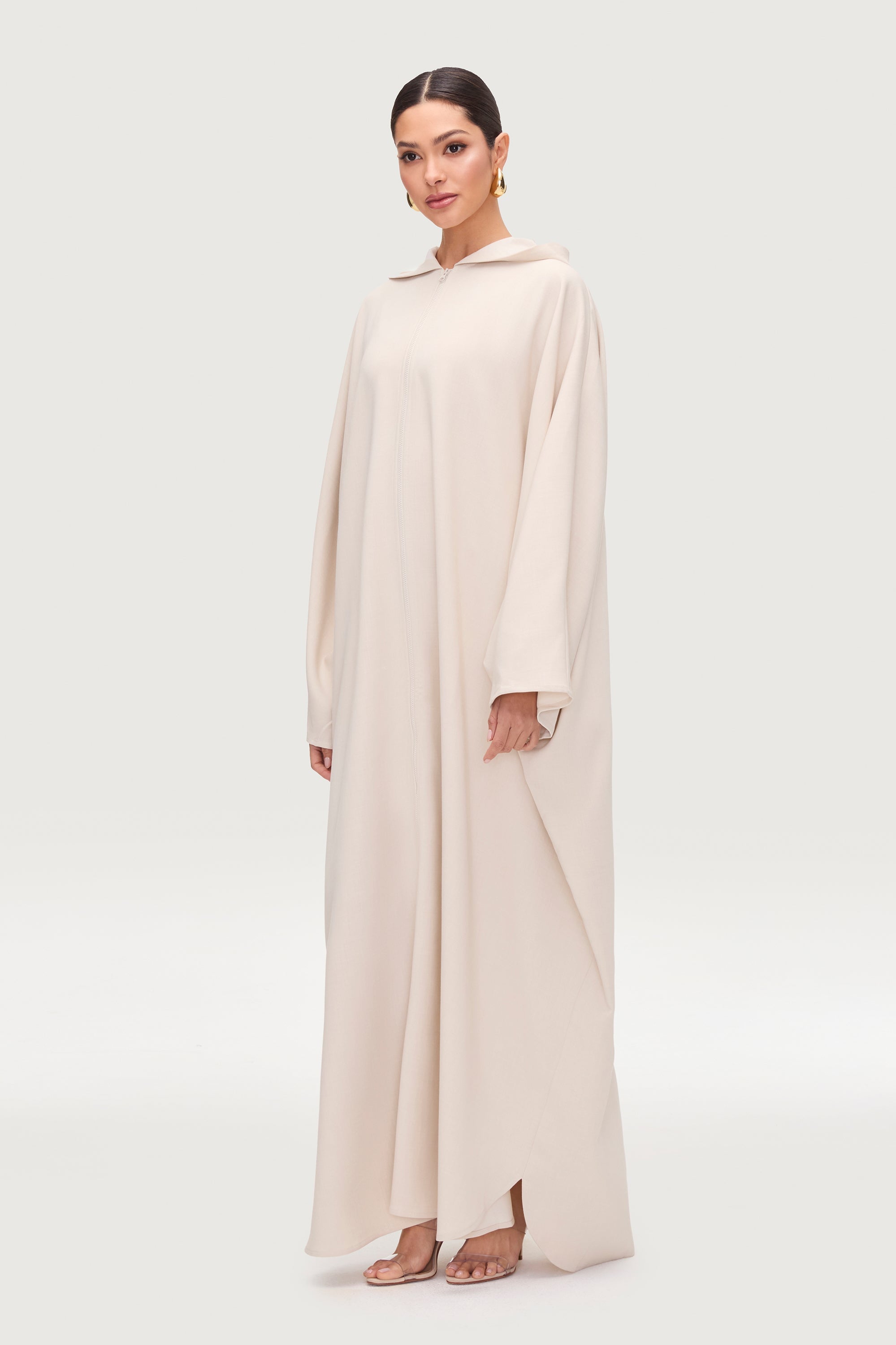 Saria Hooded Zip Front Kaftan Dress - Cloud Dresses Veiled 