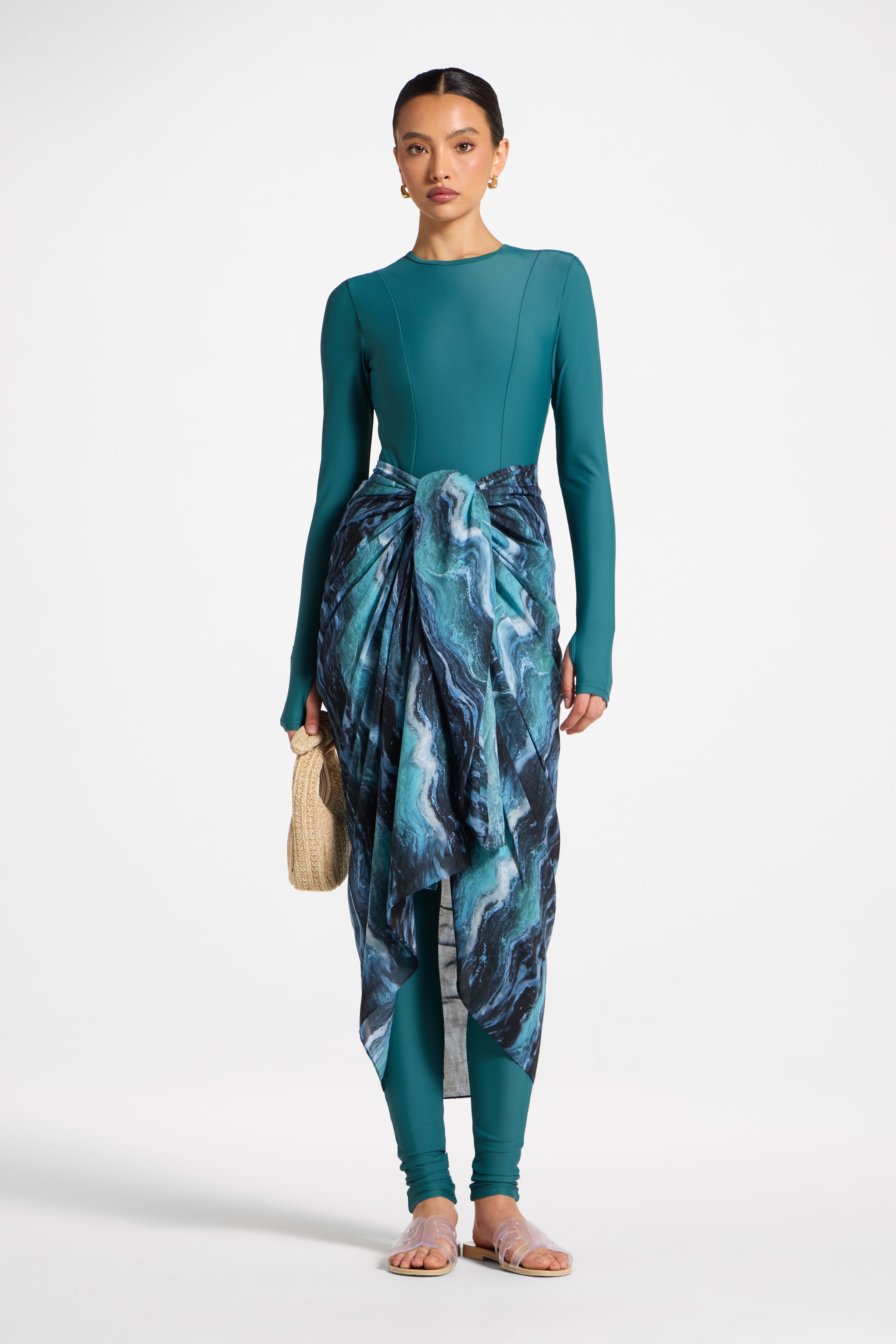 Sarong Scarf Cover Up - Ocean Ripple Swim Veiled 