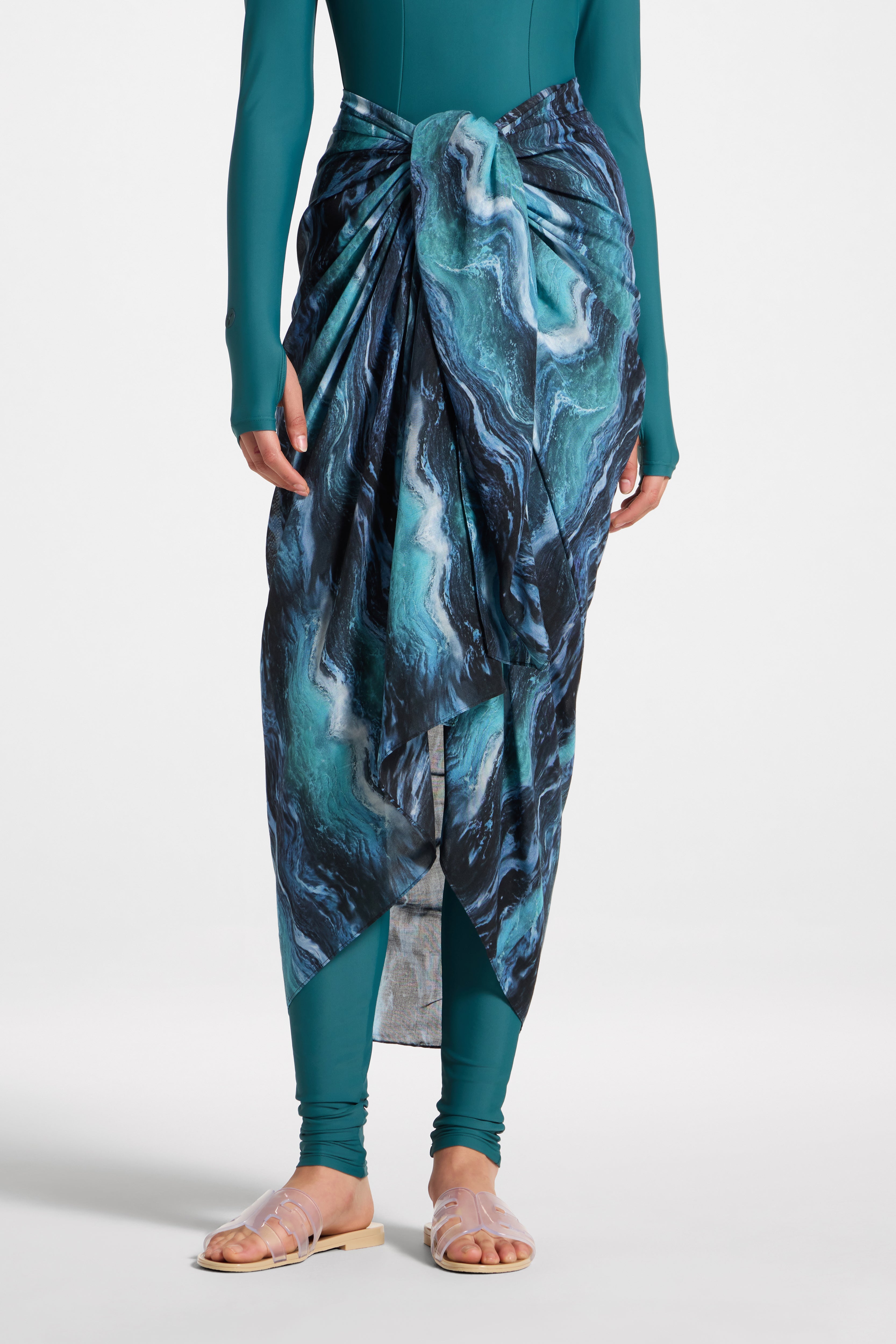 Sarong Scarf Cover Up - Ocean Ripple Swim Veiled 