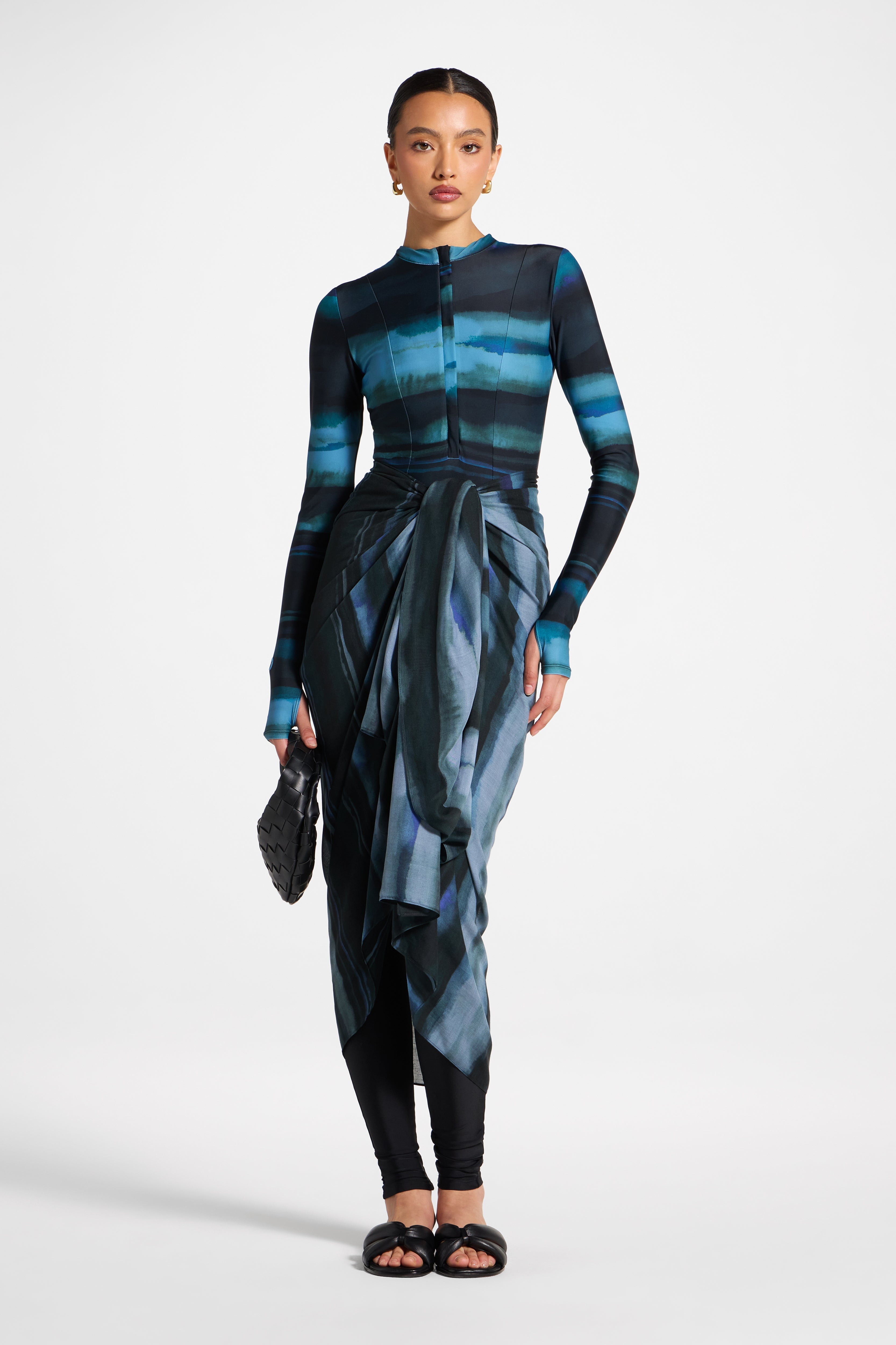 Sarong Scarf Cover Up - Twilight Waves Swim Veiled 
