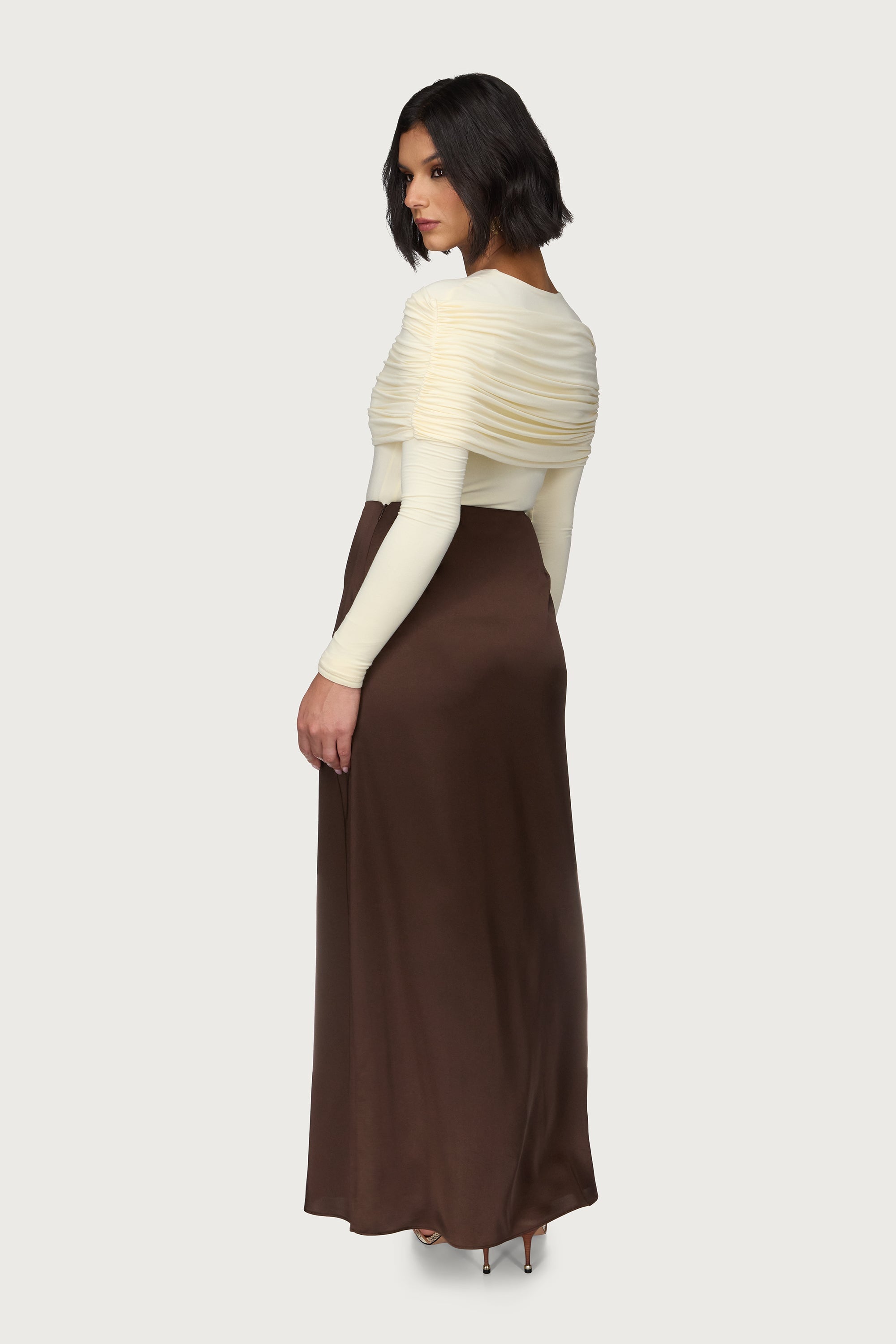 Satin Maxi Skirt - Qahwah Abayas Veiled 