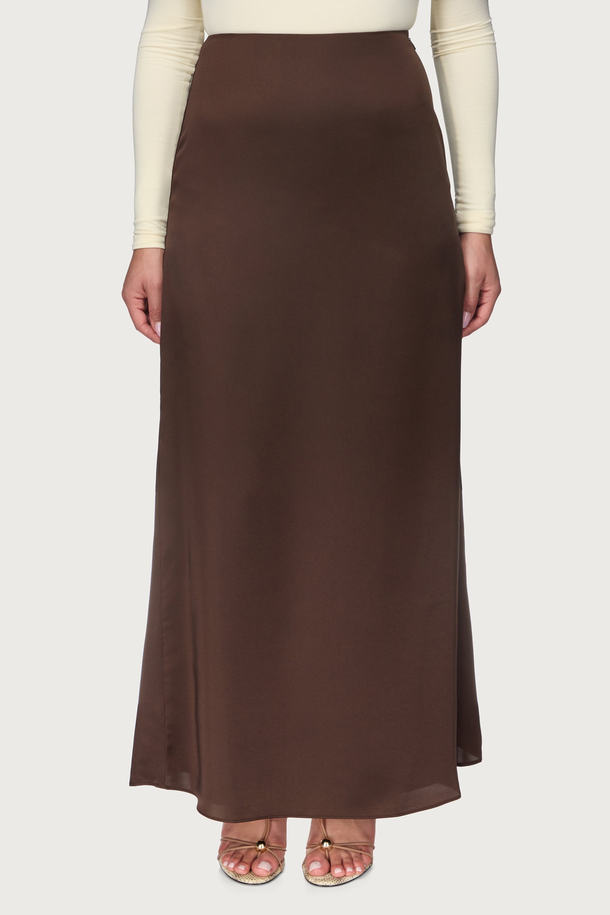Satin Maxi Skirt - Qahwah Abayas Veiled 