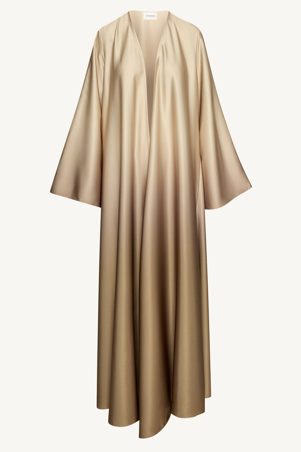Satin Ombre Open Abaya - Cocoa Creme Abayas Veiled 
