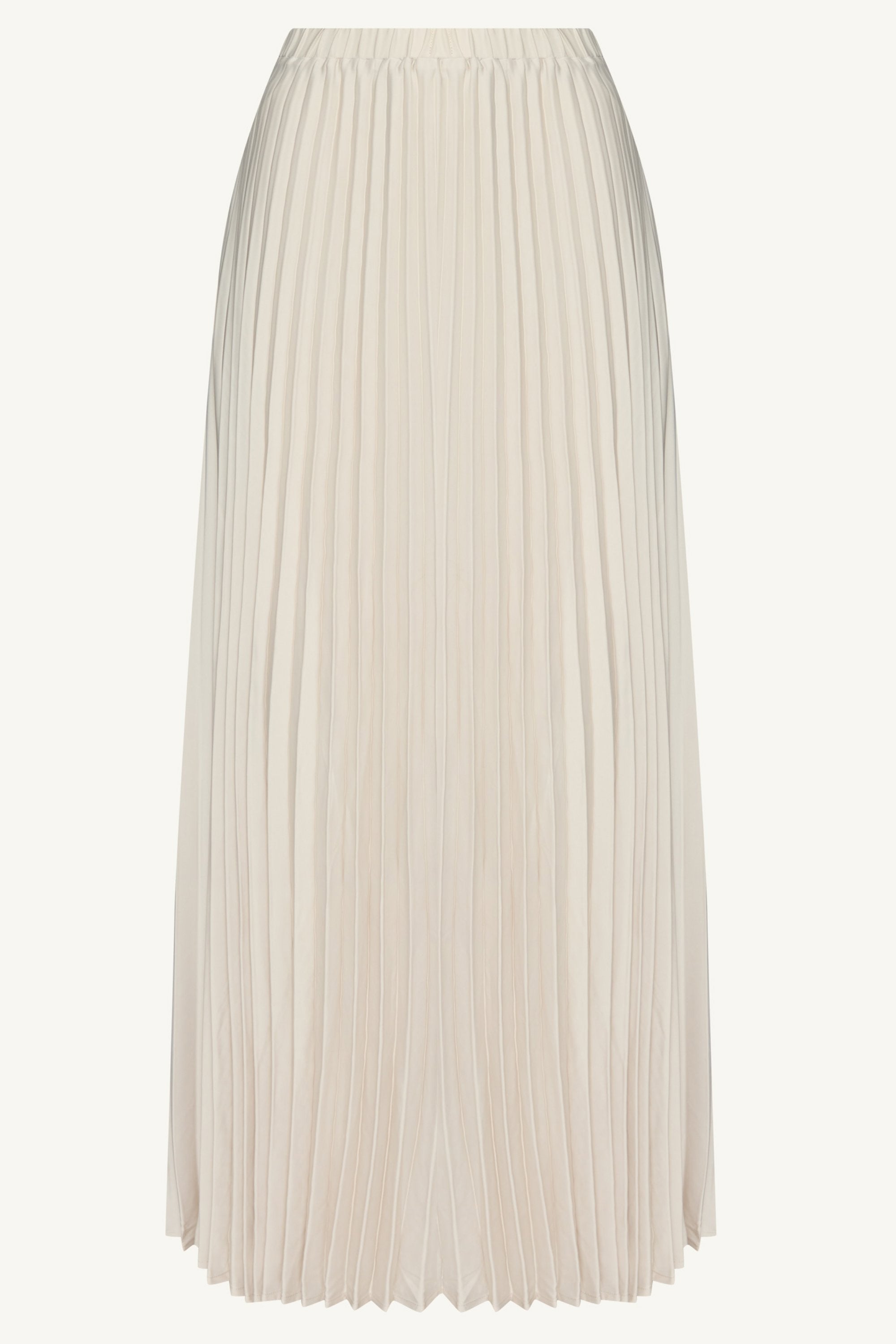 Satin Pleated Maxi Skirt - Stone Bottoms Veiled Collection 