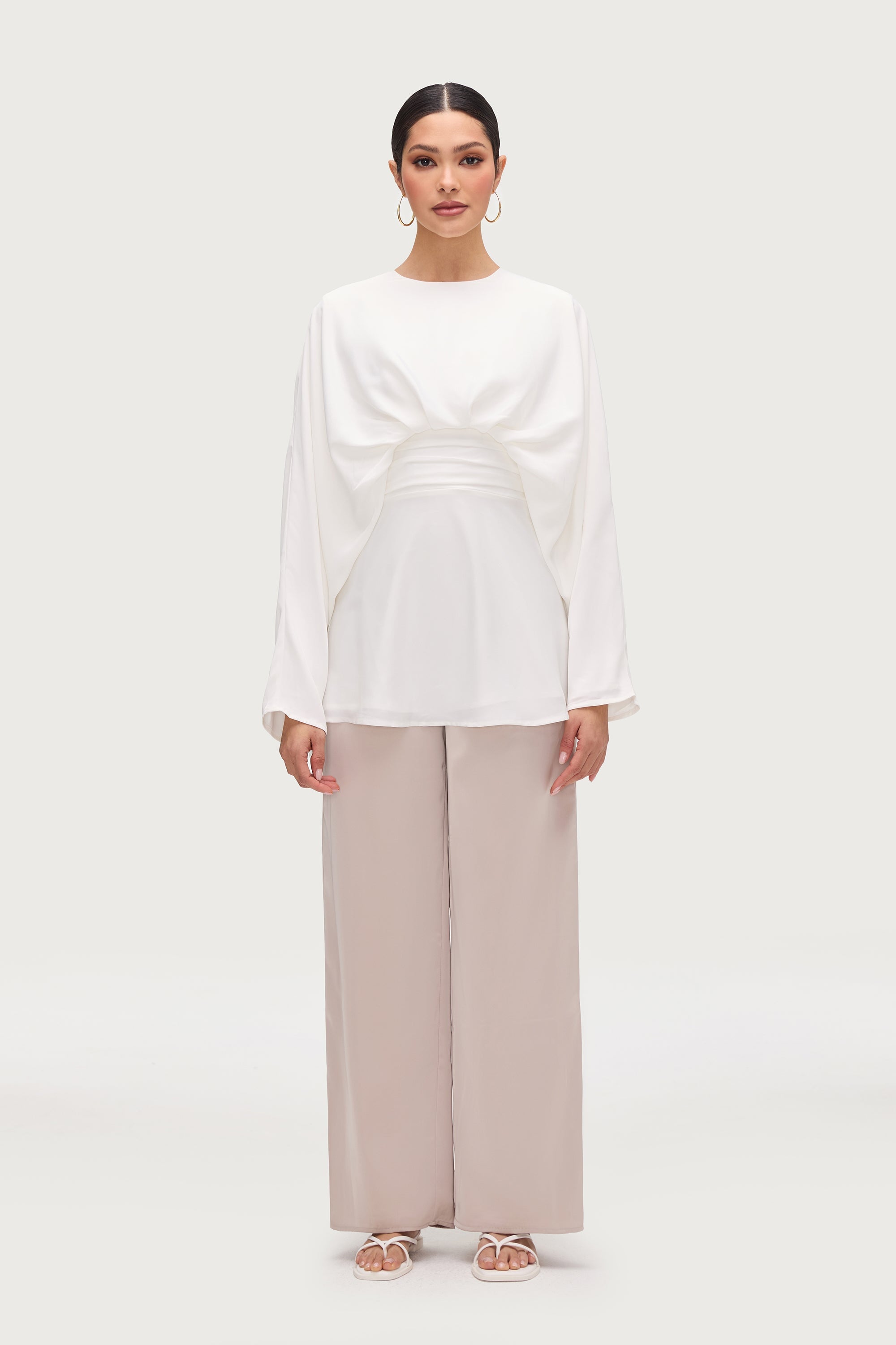 Satin Wide Leg Pants - Cloud Bottoms Veiled Collection 