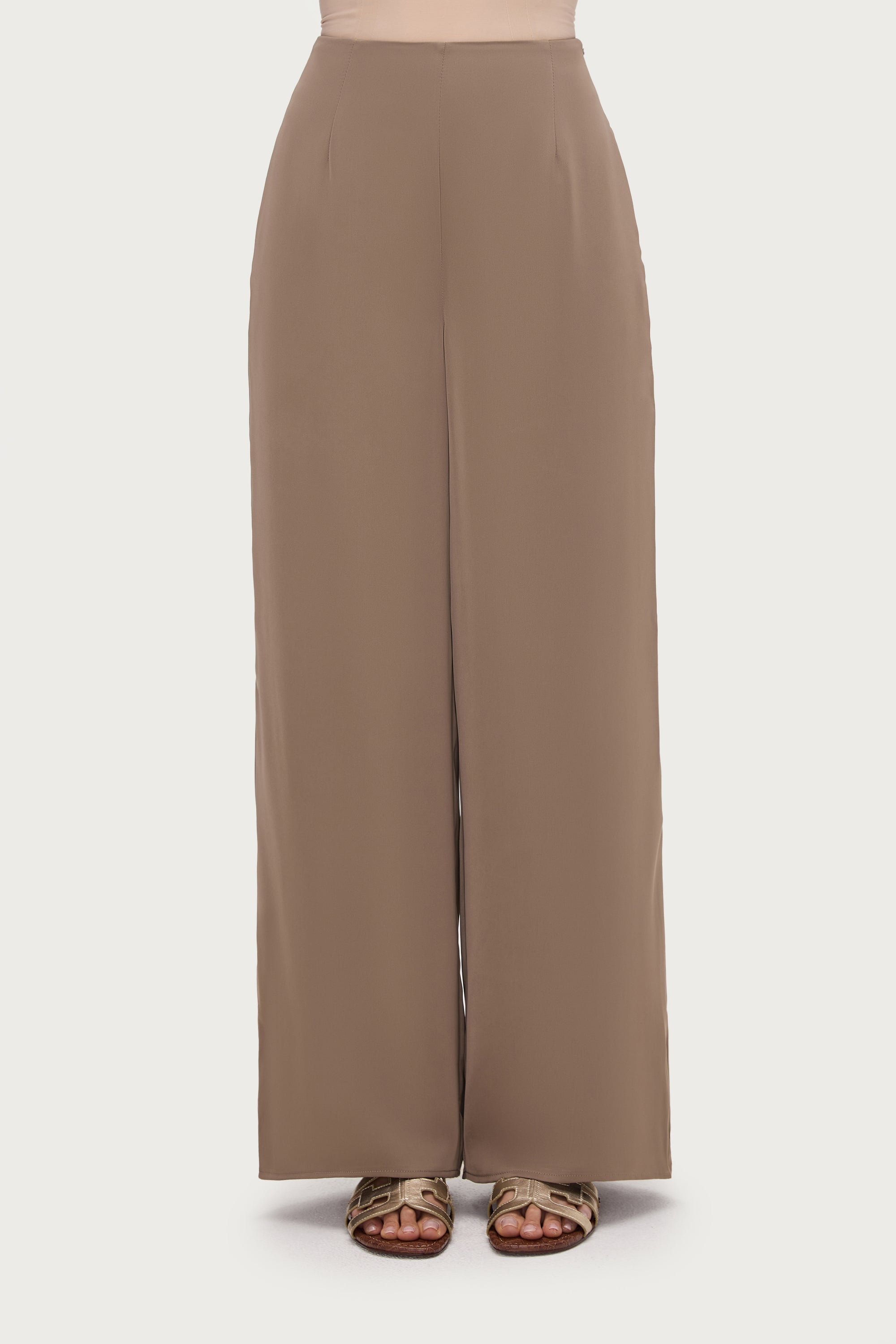 Satin Wide Leg Pants - Truffle Bottoms Veiled Collection 